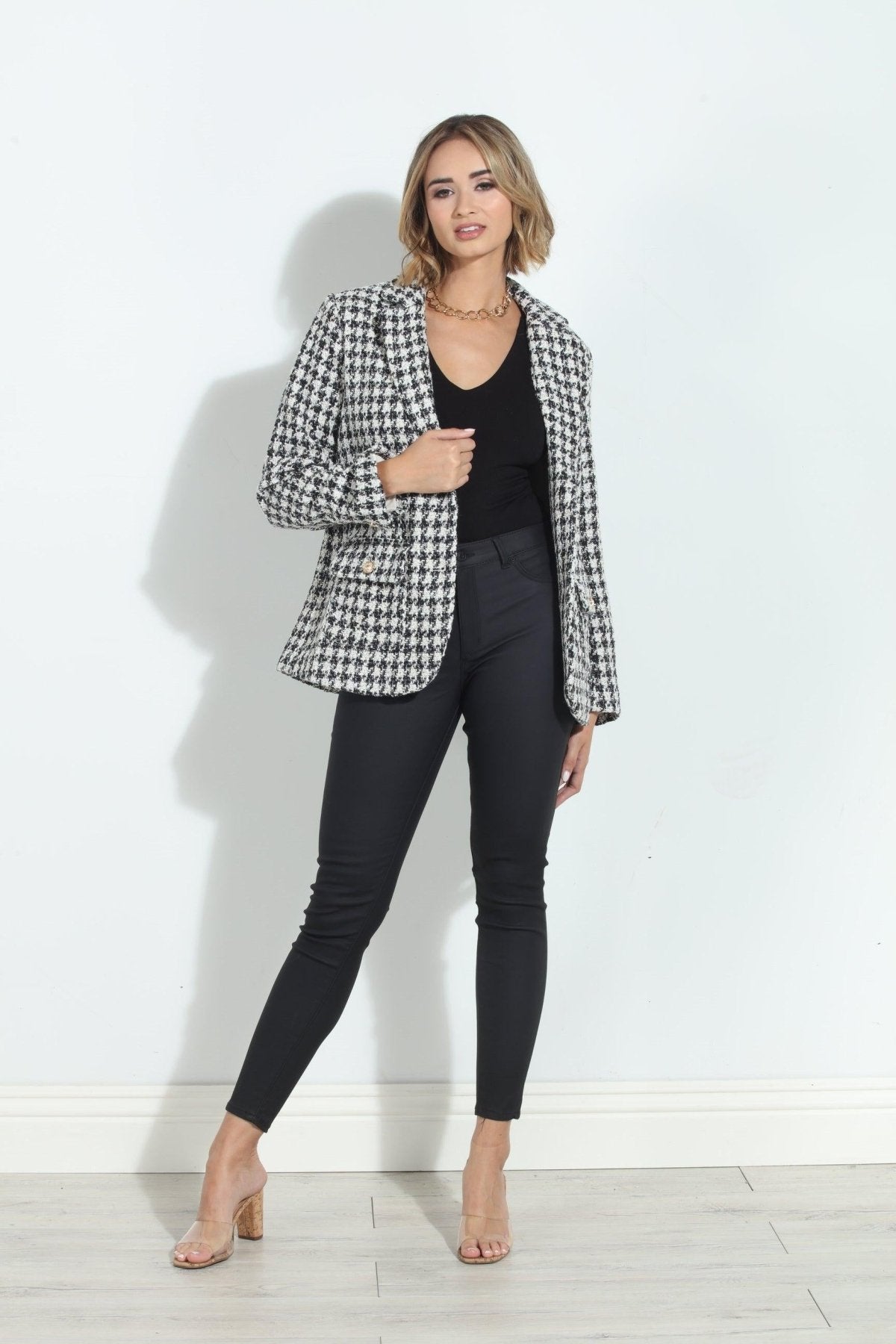 Mystree Houndstooth Blazer-FINAL SALE