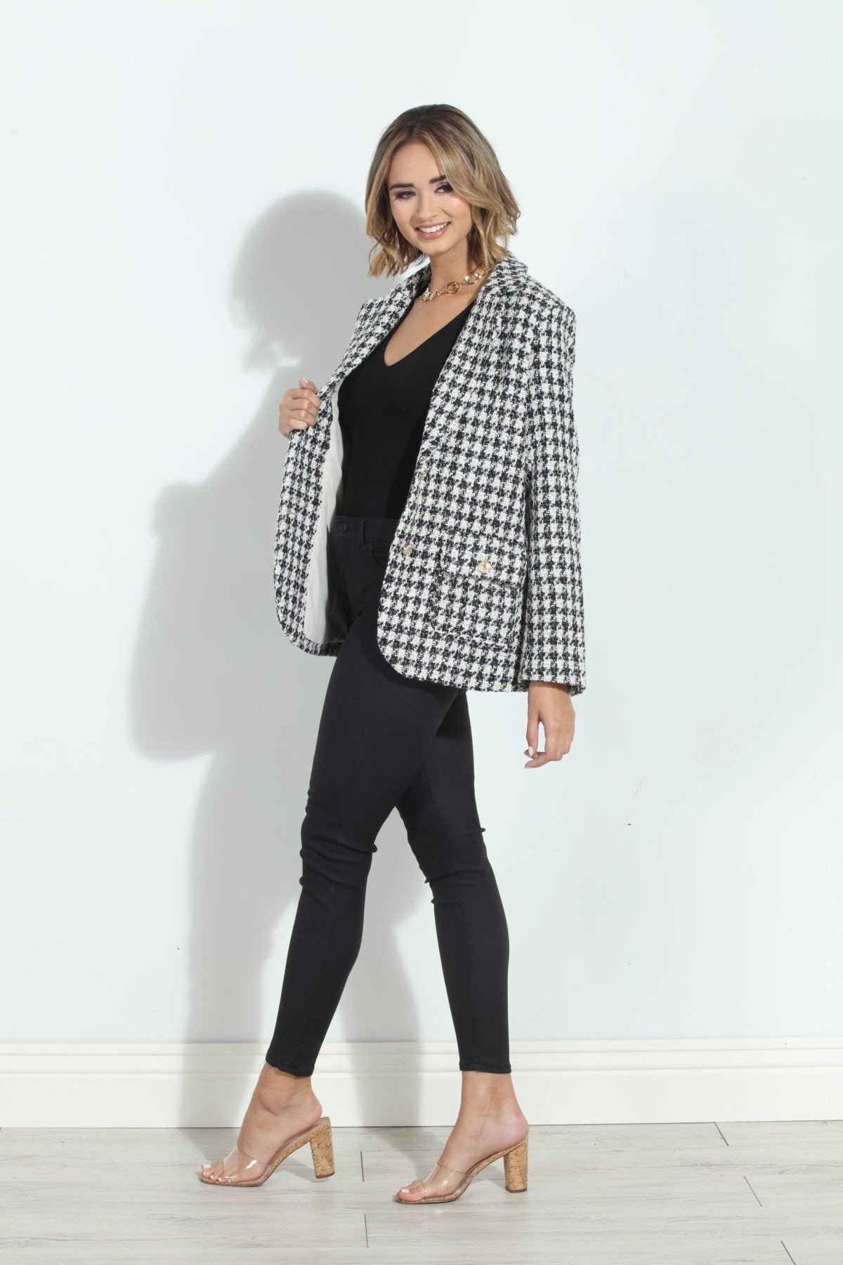 Mystree Houndstooth Blazer-FINAL SALE