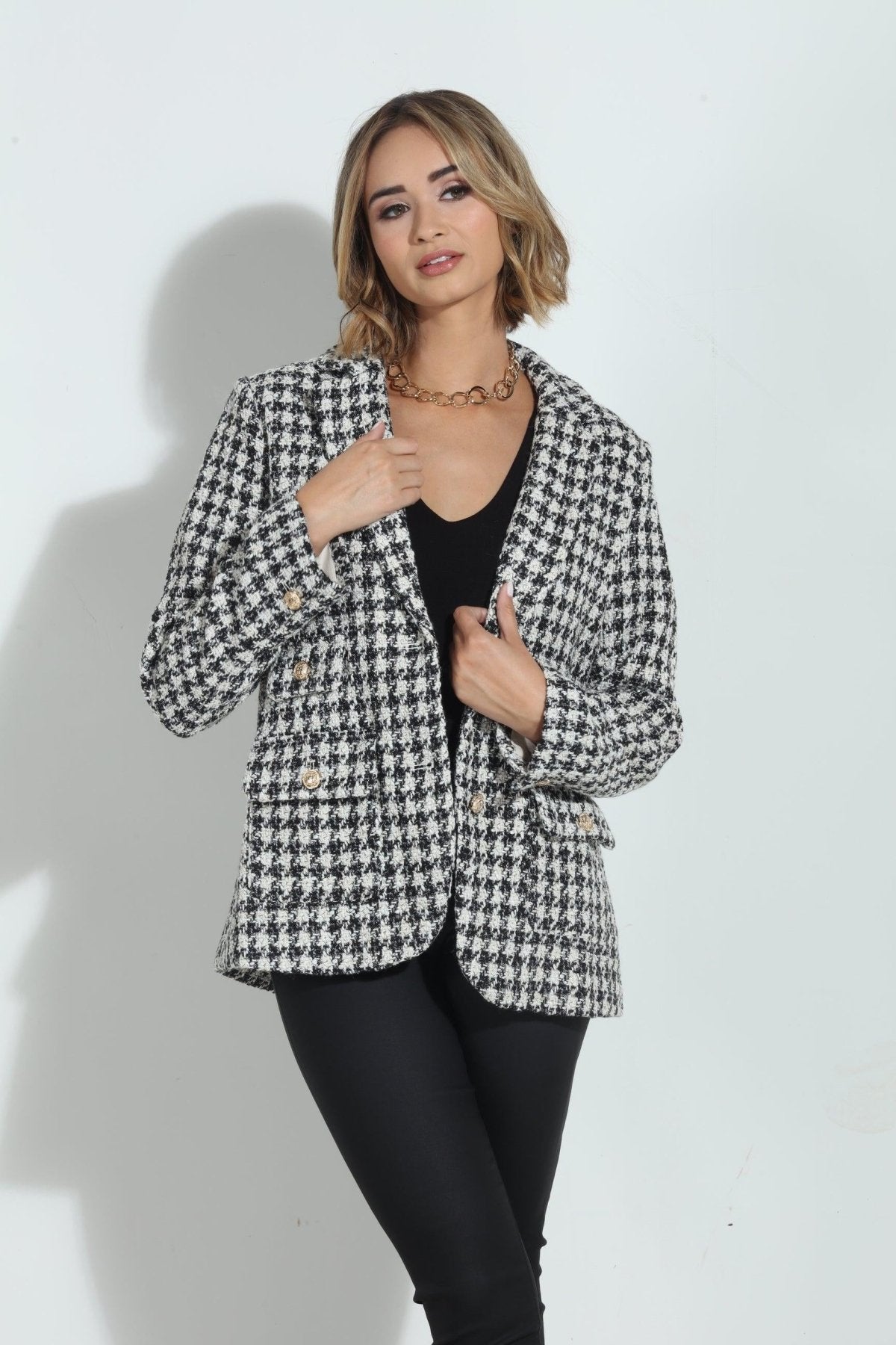 Mystree Houndstooth Blazer-FINAL SALE