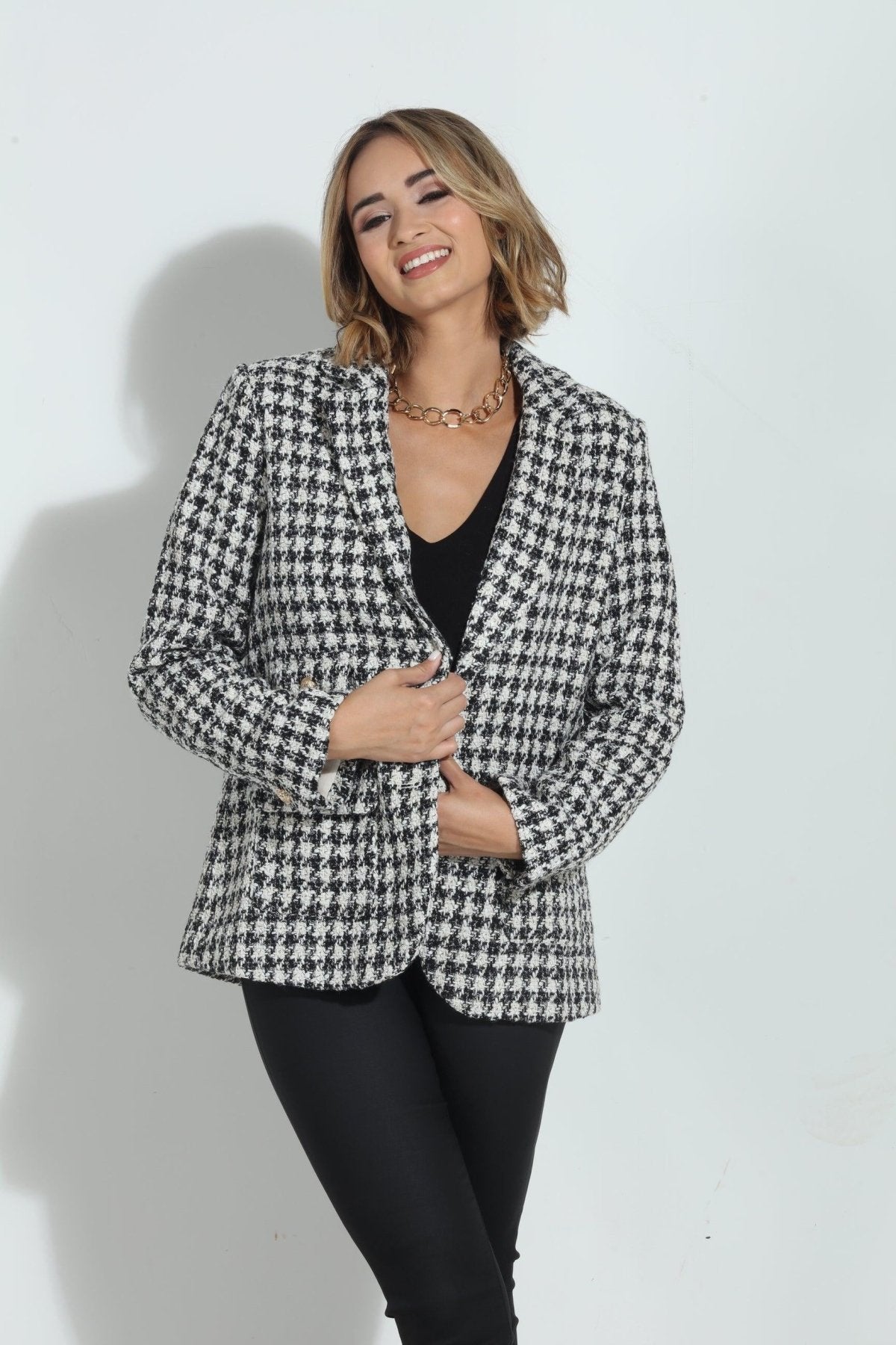 Mystree Houndstooth Blazer-FINAL SALE