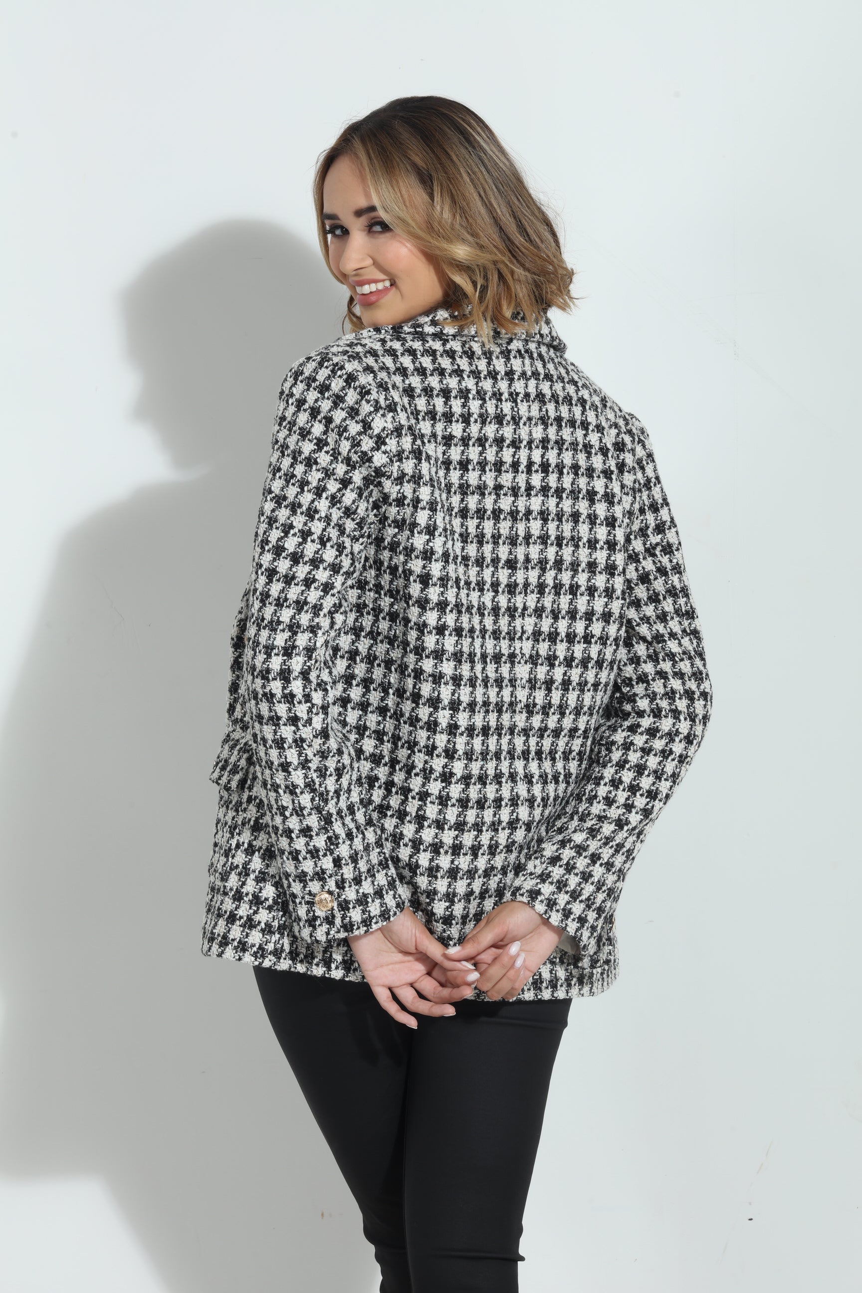 Mystree Houndstooth Double Breasted Jacket