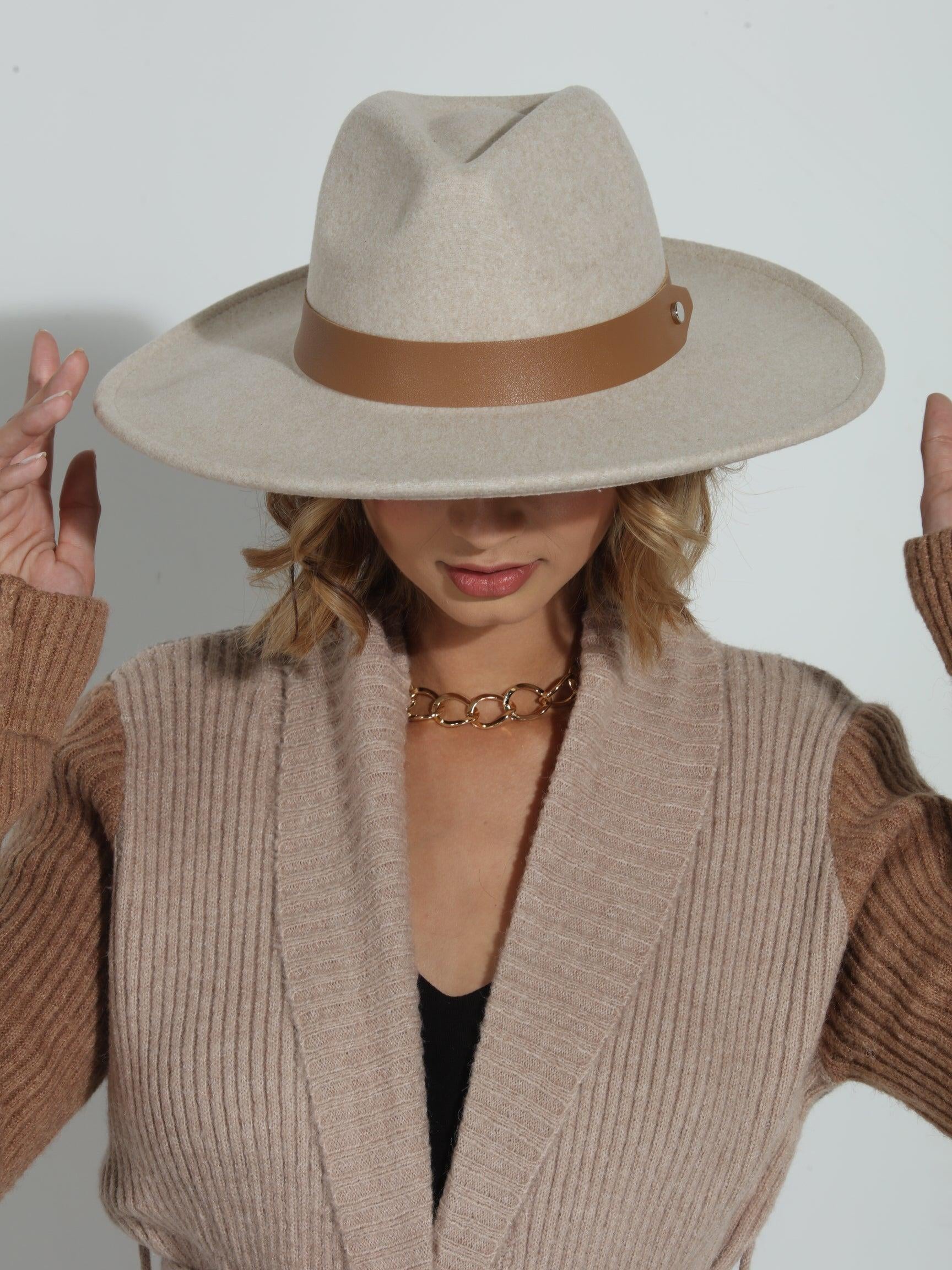 Beige Felt Fedora Hat