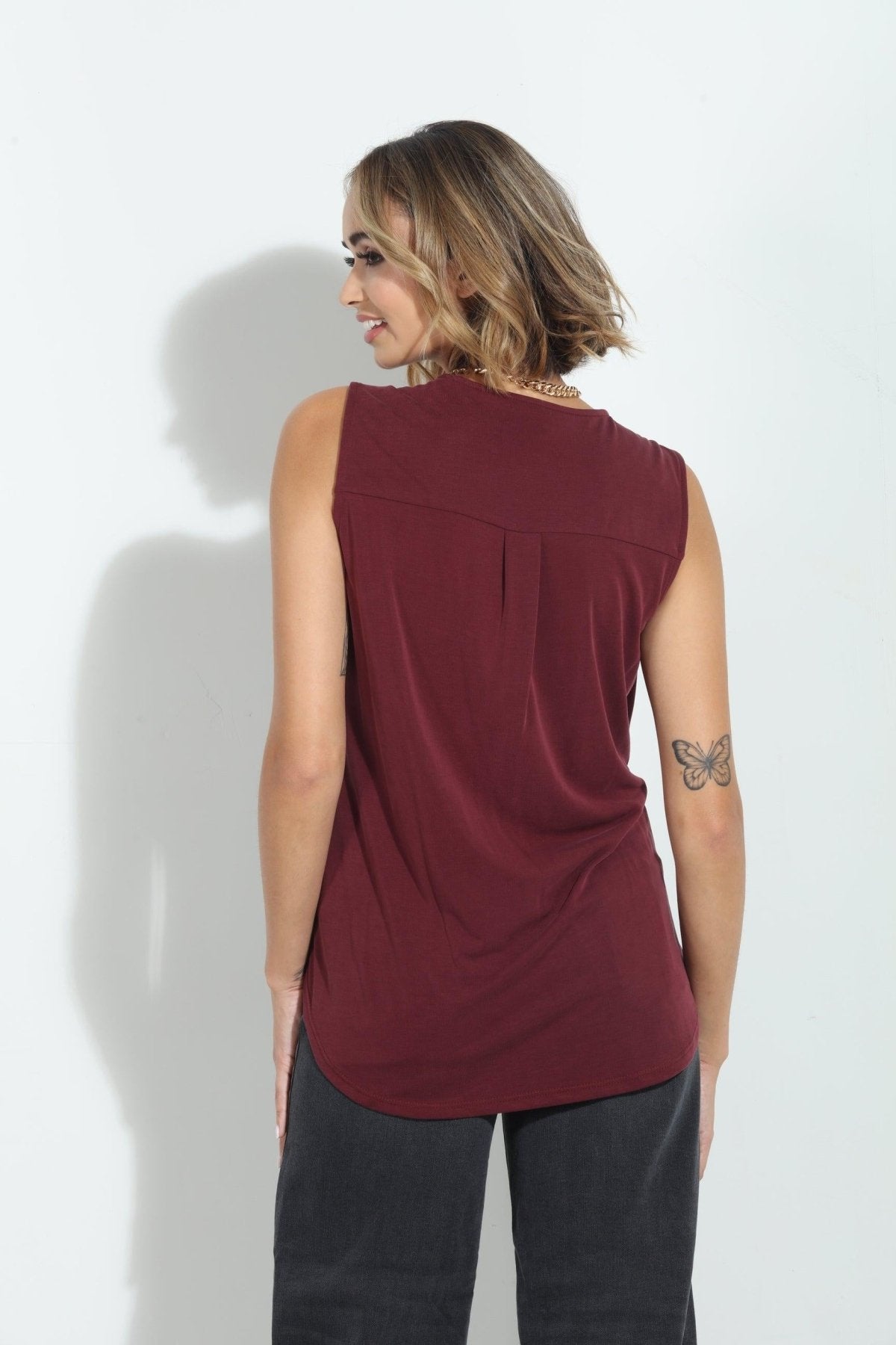 The Everyday Cupro Surplice Tank - Port