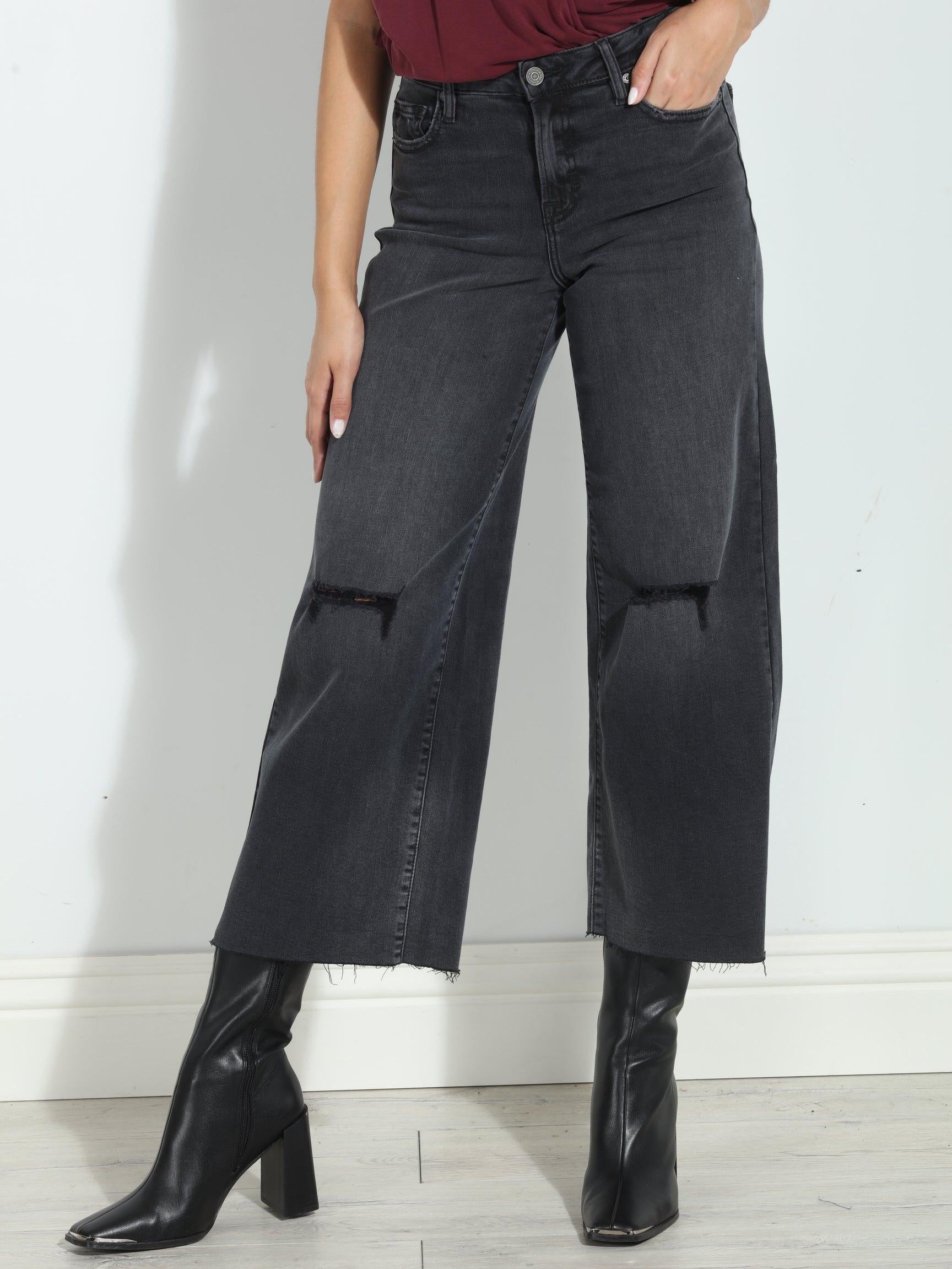 Hidden Jeans Nori Cropped Wide Leg- Charcoal- FINAL SALE