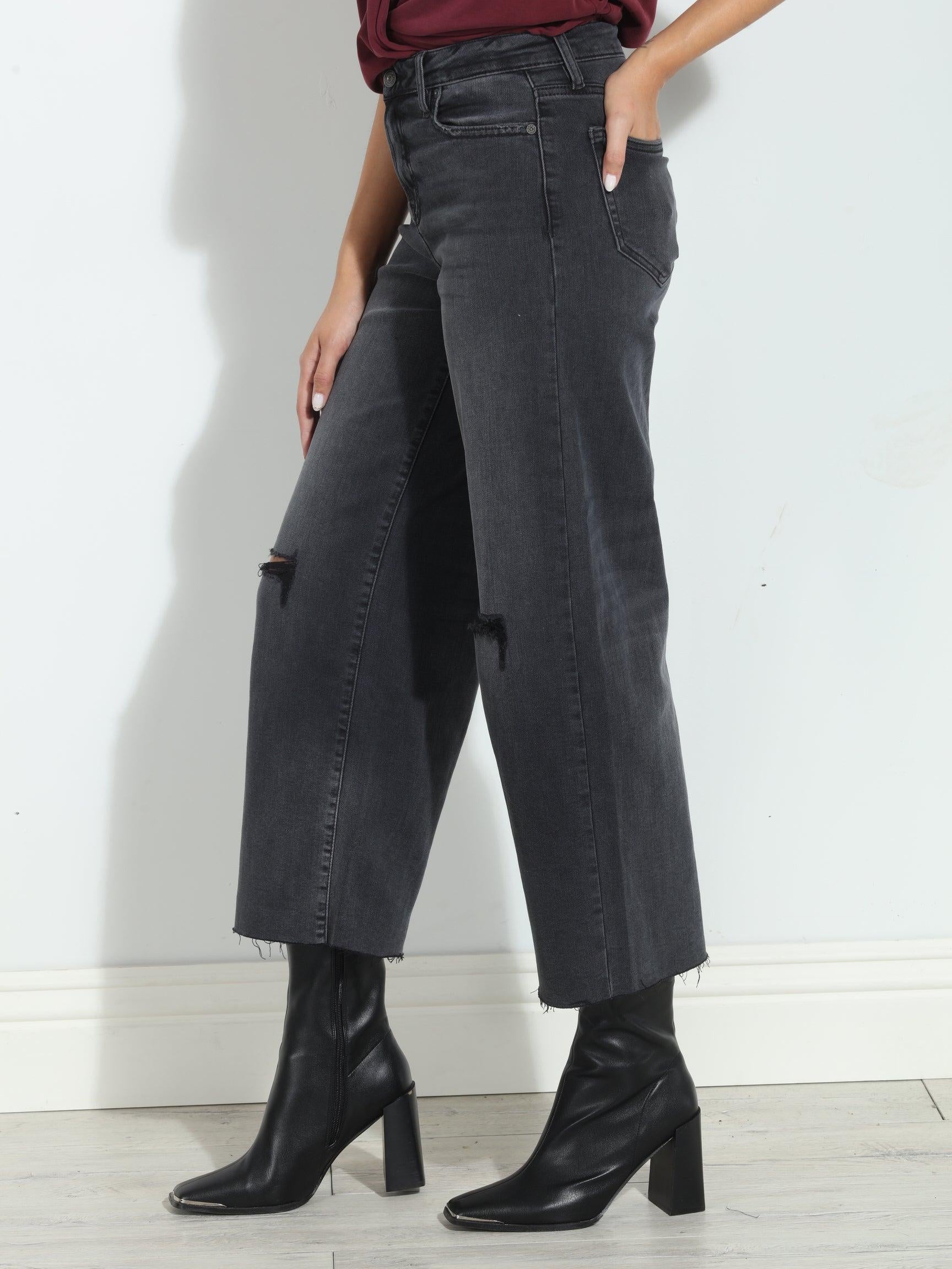 Hidden Jeans Nori Cropped Wide Leg- Charcoal- FINAL SALE