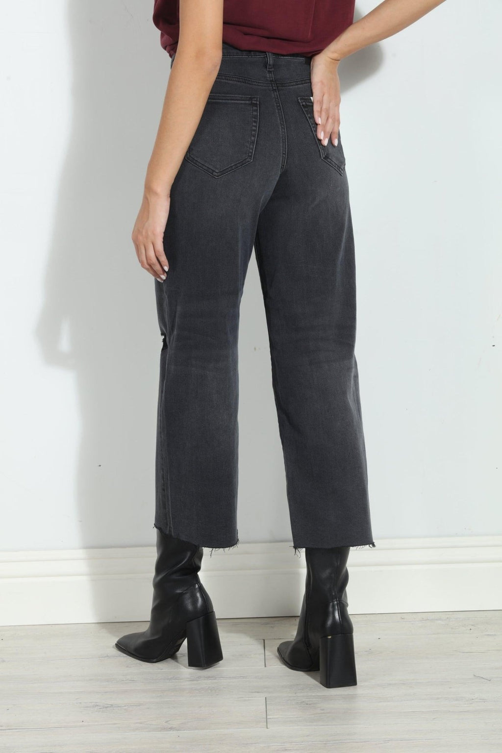 Hidden Jeans Nori Cropped Wide Leg- Charcoal- FINAL SALE