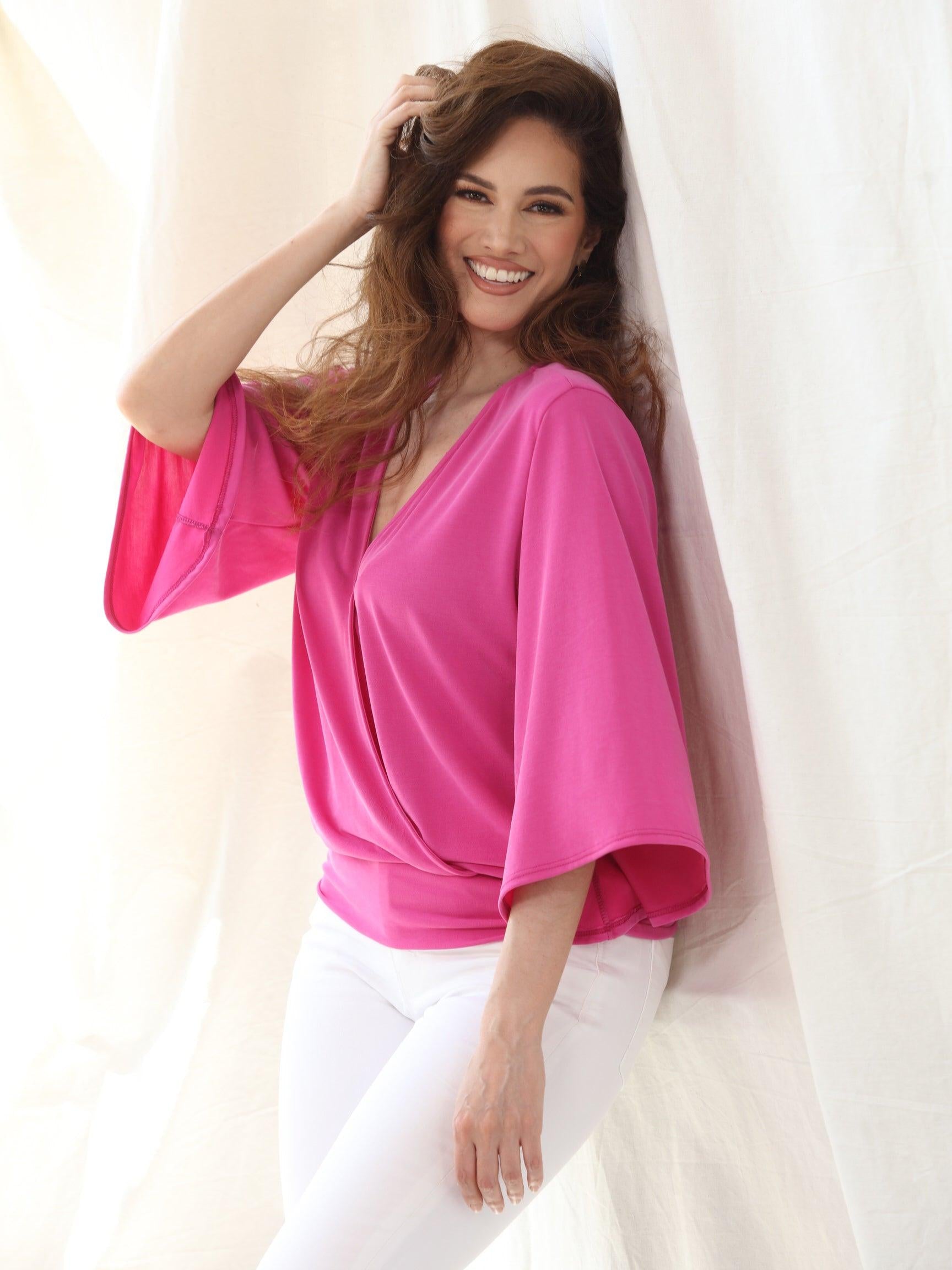 Carmine Cupro Stretch Banded Kimono Top-BEST SELLER