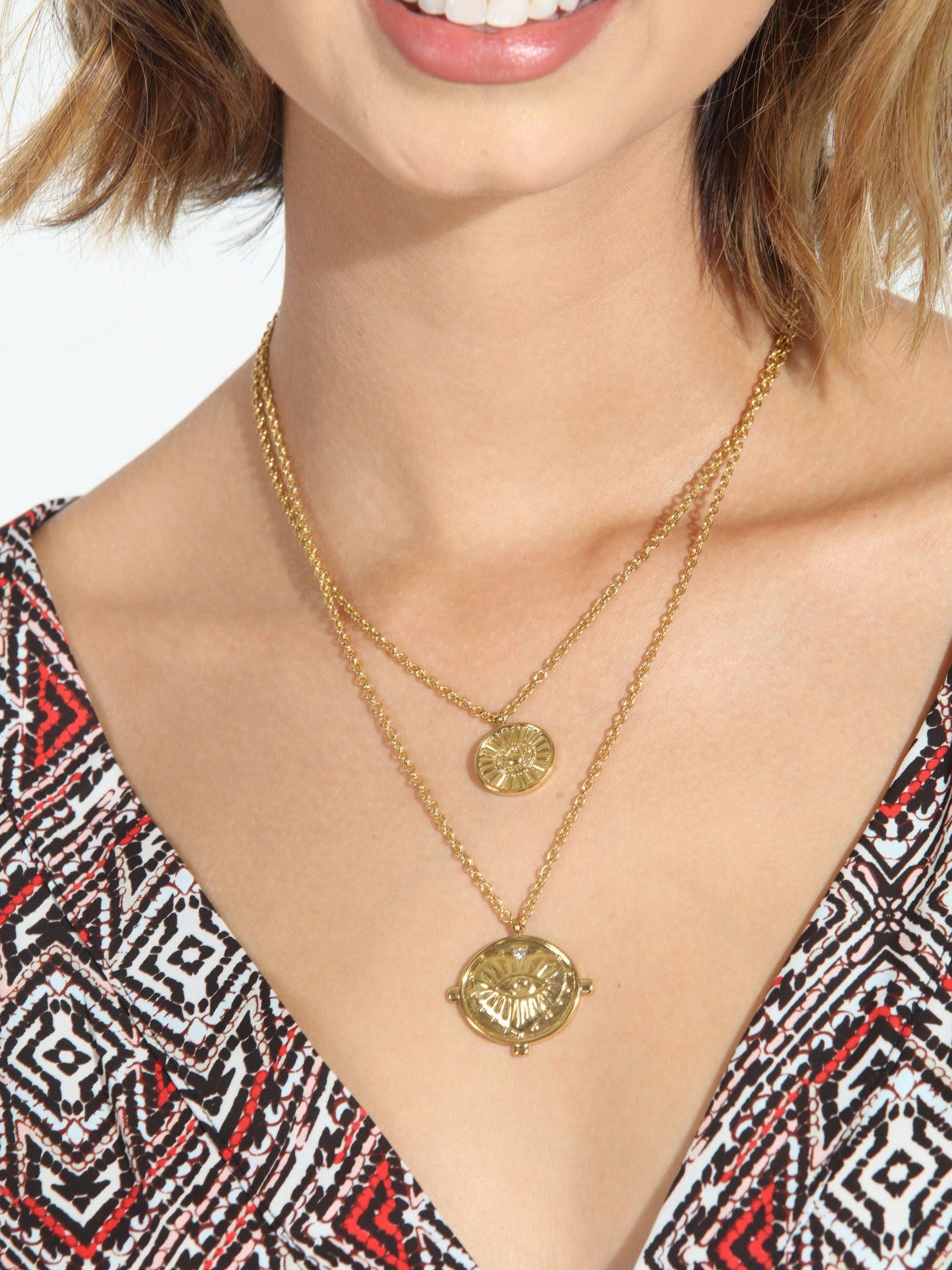 Gigi Double Coin Necklace - 18k Gold Plated-BEST SELLER