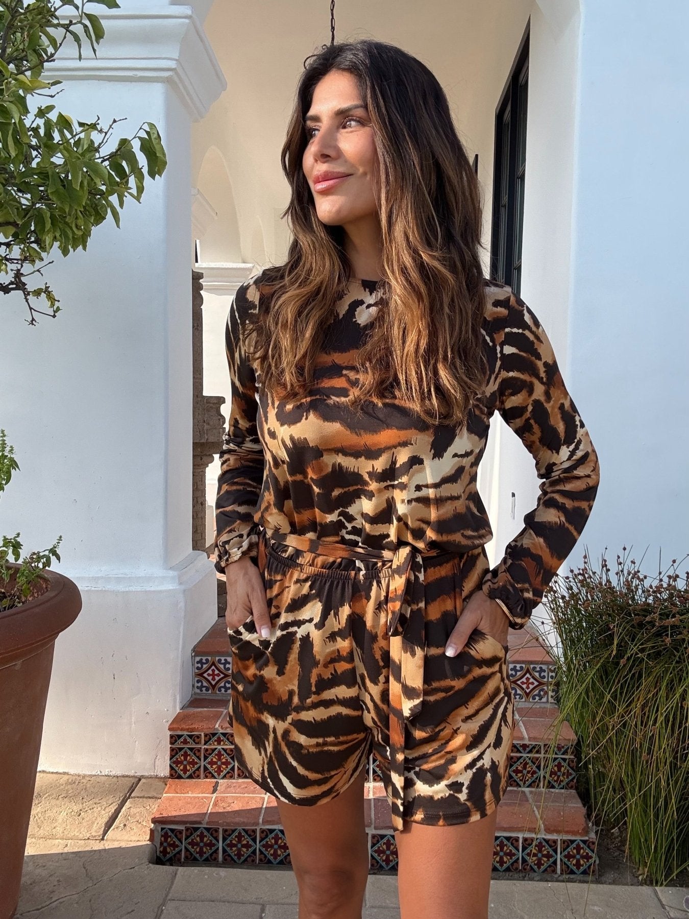 Sundara Long Sleeve Belted Romper-FINAL SALE