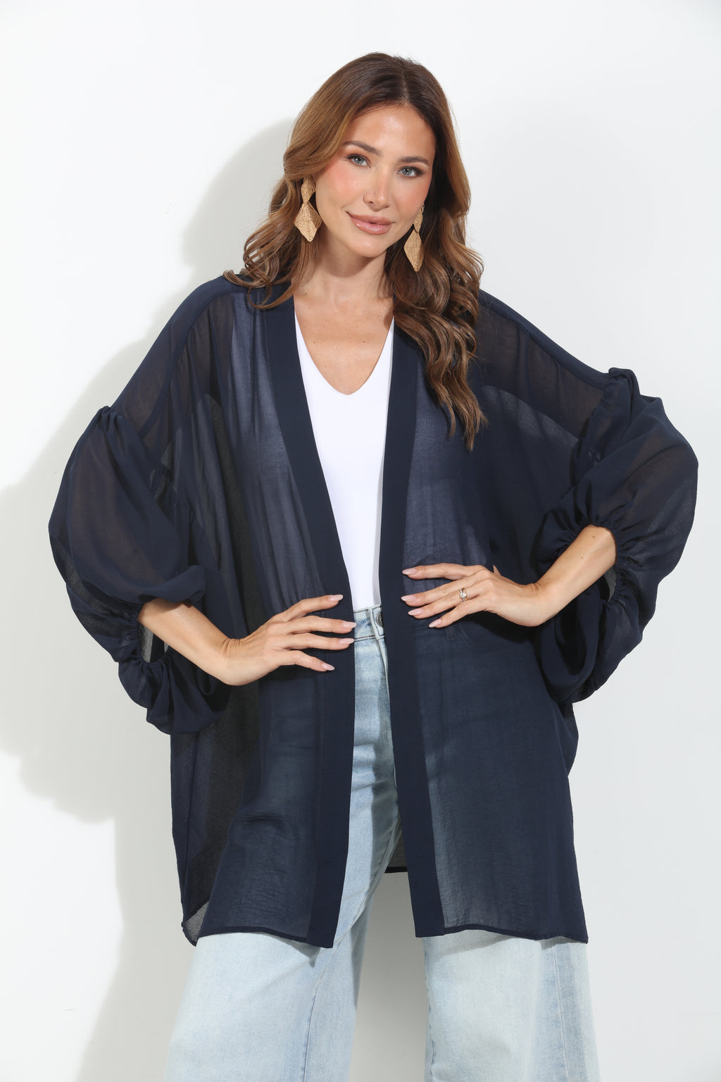Navy Chiffon Kimono-BEST SELLER