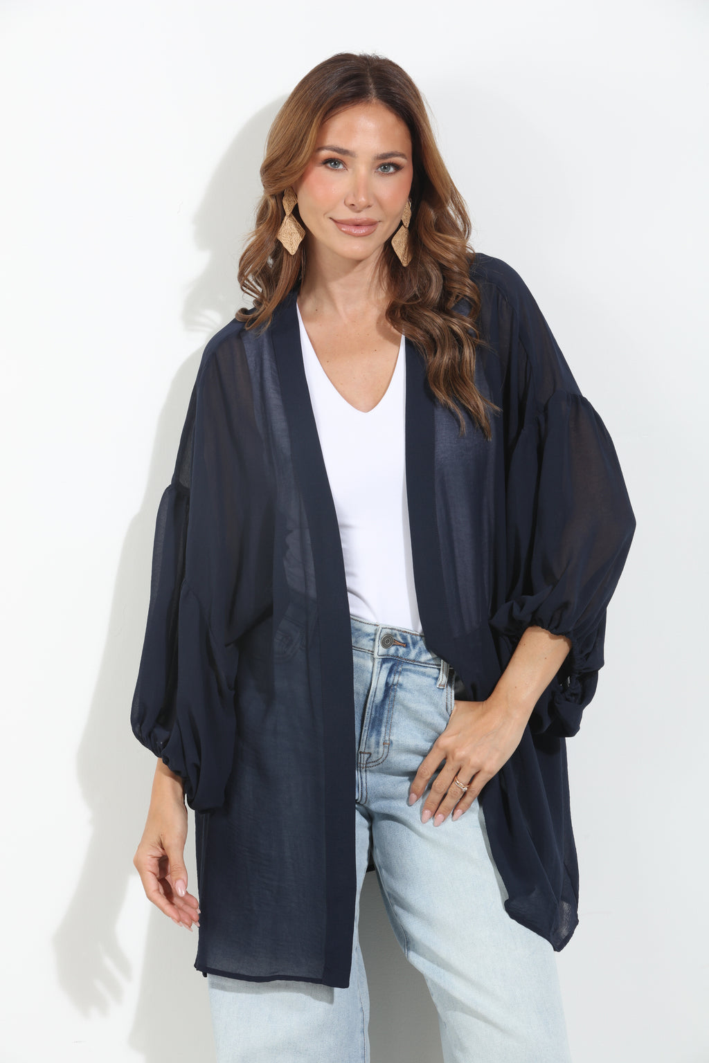 Navy Chiffon Kimono-BEST SELLER