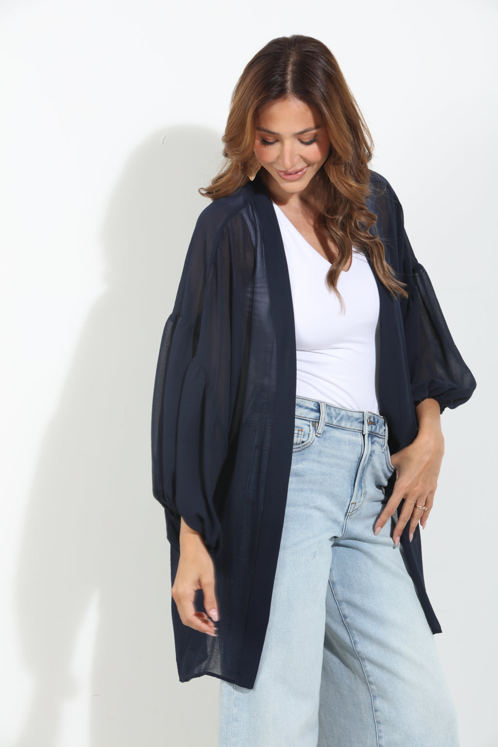 Navy Chiffon Kimono-BEST SELLER