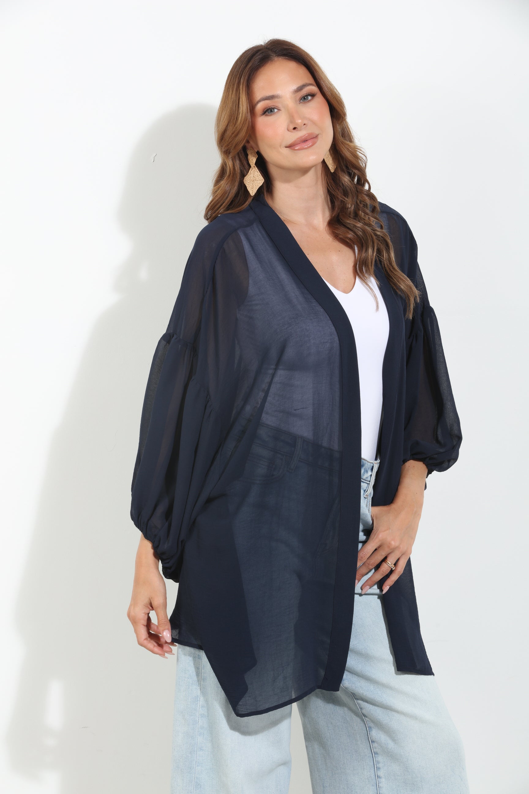 Navy Chiffon Kimono-BEST SELLER