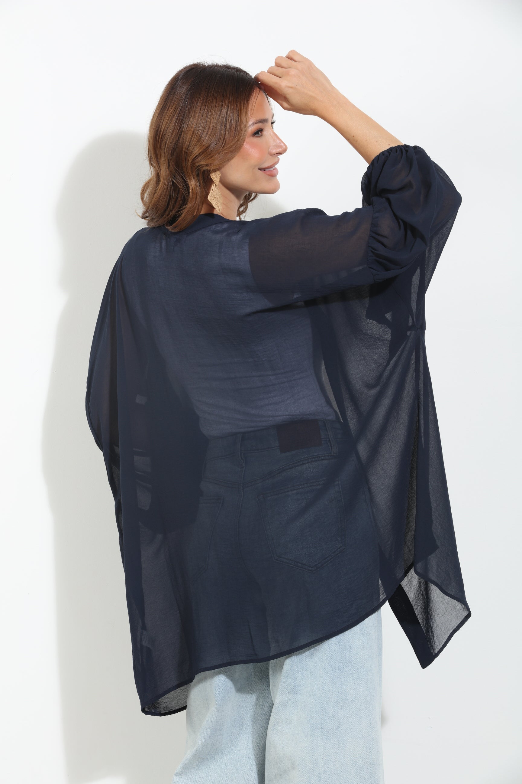 Navy Chiffon Kimono-BEST SELLER