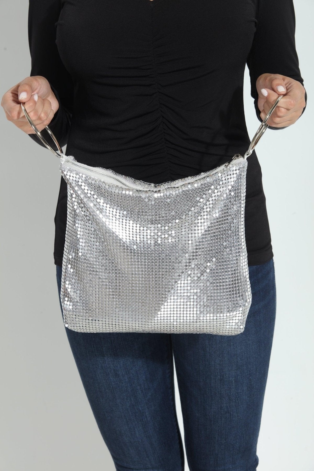 Silver Shimmer Mesh Pouch - BEST SELLER