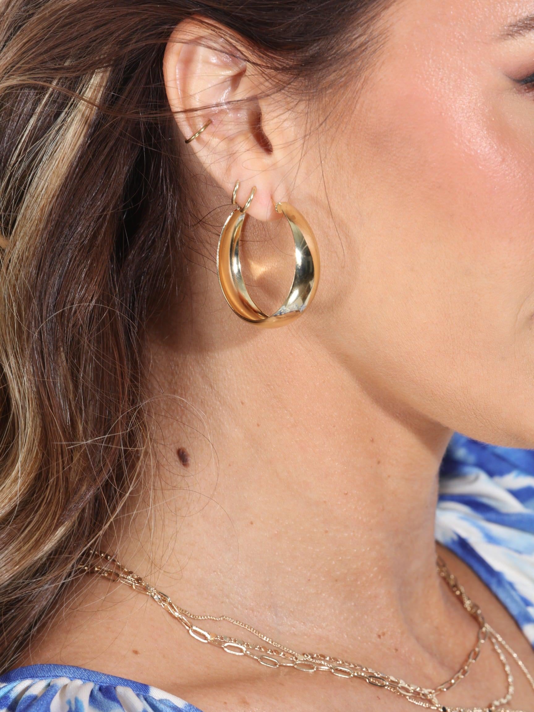 Erin Crescent Gold Hoop Earrings