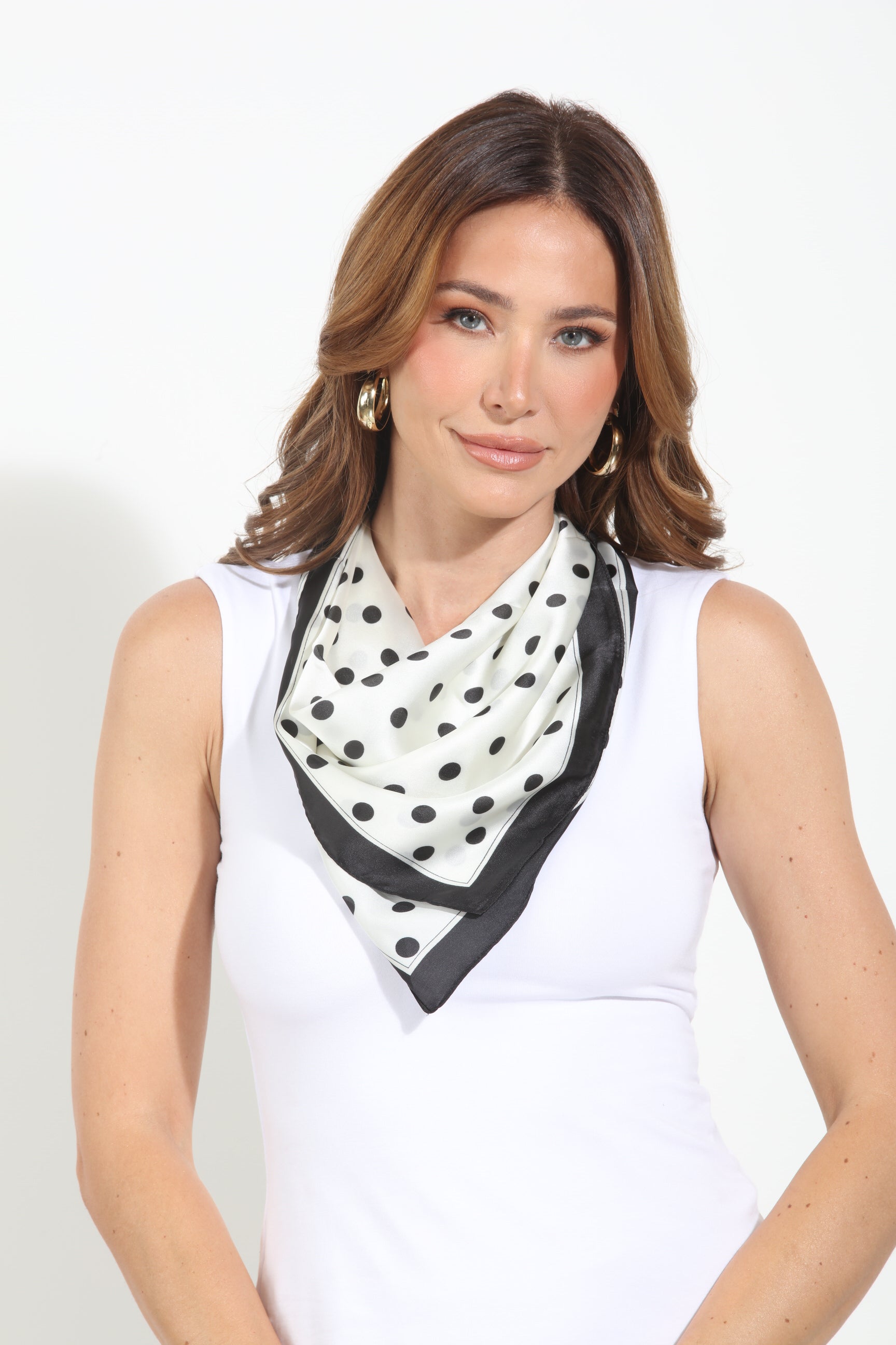 Polka Dot Print Silky Scarf