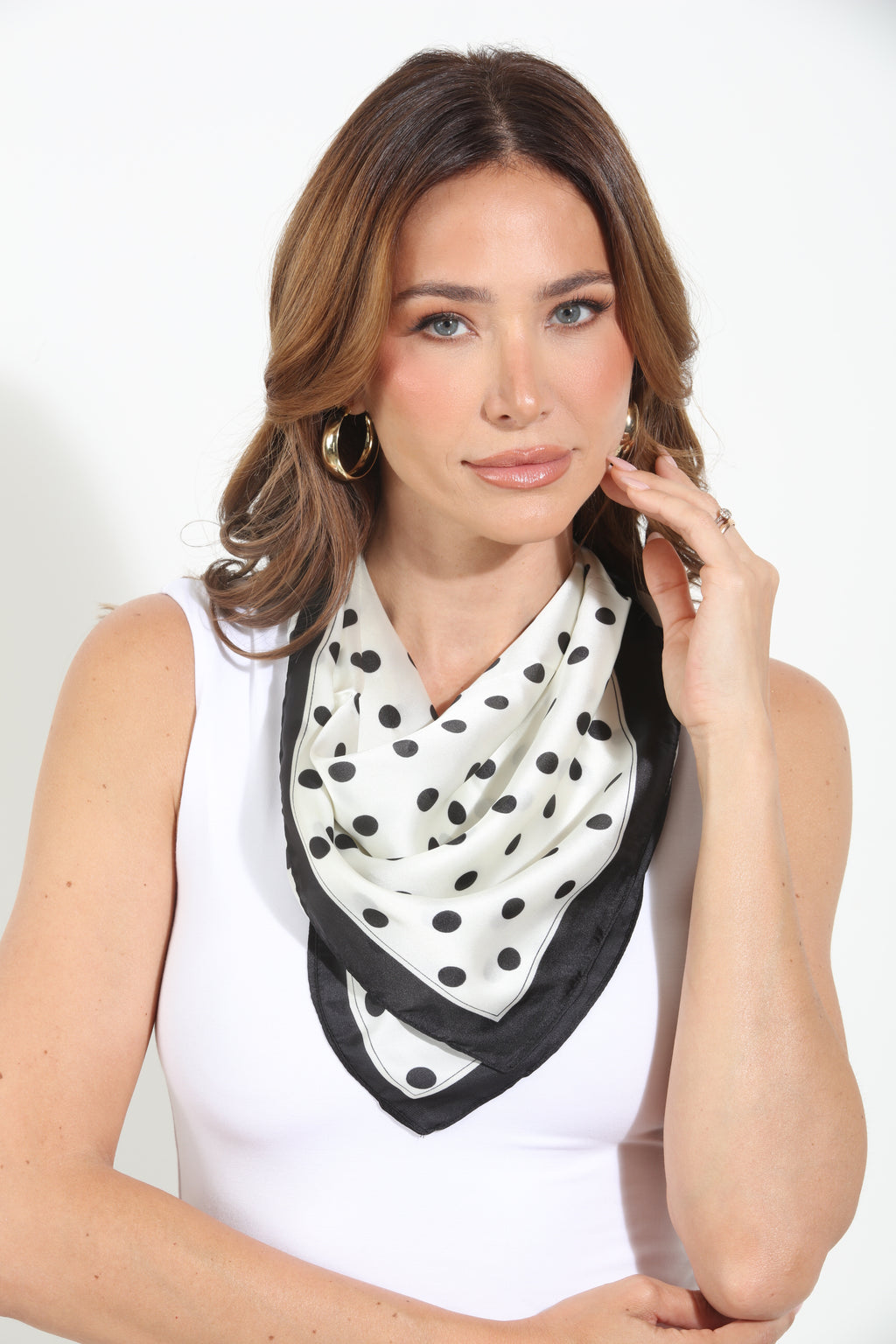 Polka Dot Print Silky Scarf