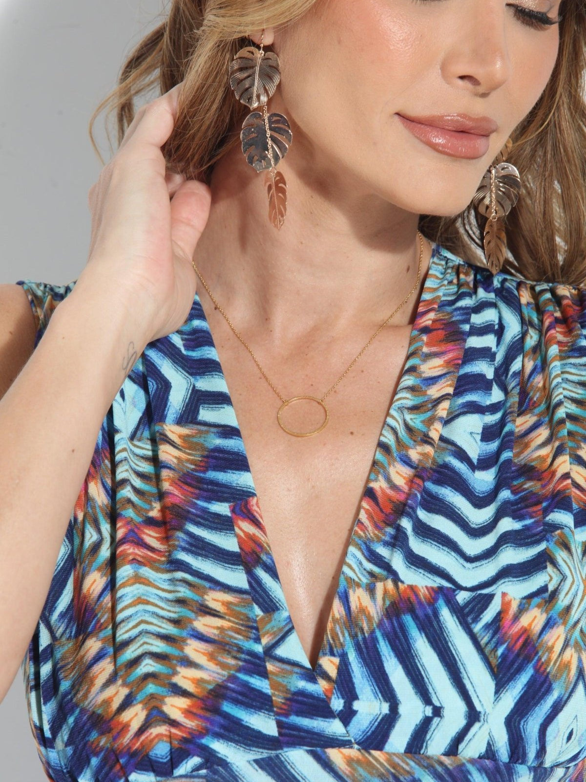 Flora Palm Leaf Gold Statement Earrings