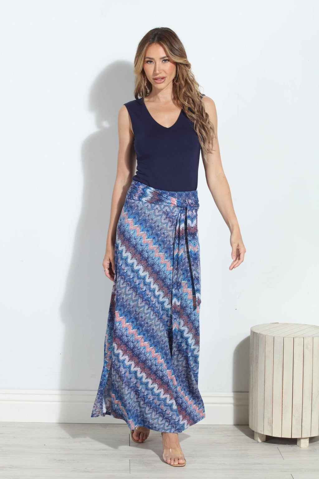 Jersey Lined Mom Cropped Tee- Navy