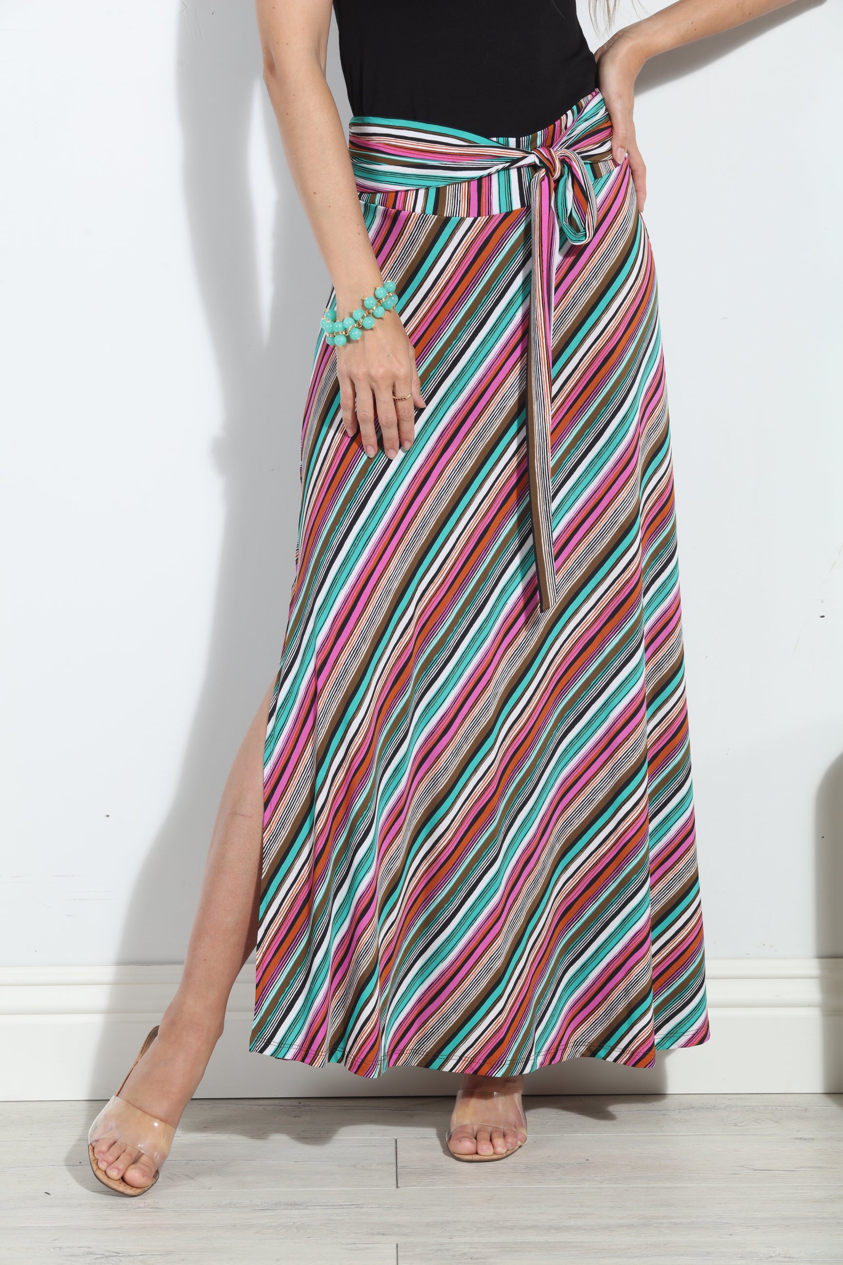 Jayde Stretch Tie Front Maxi Skirt-FINAL SALE