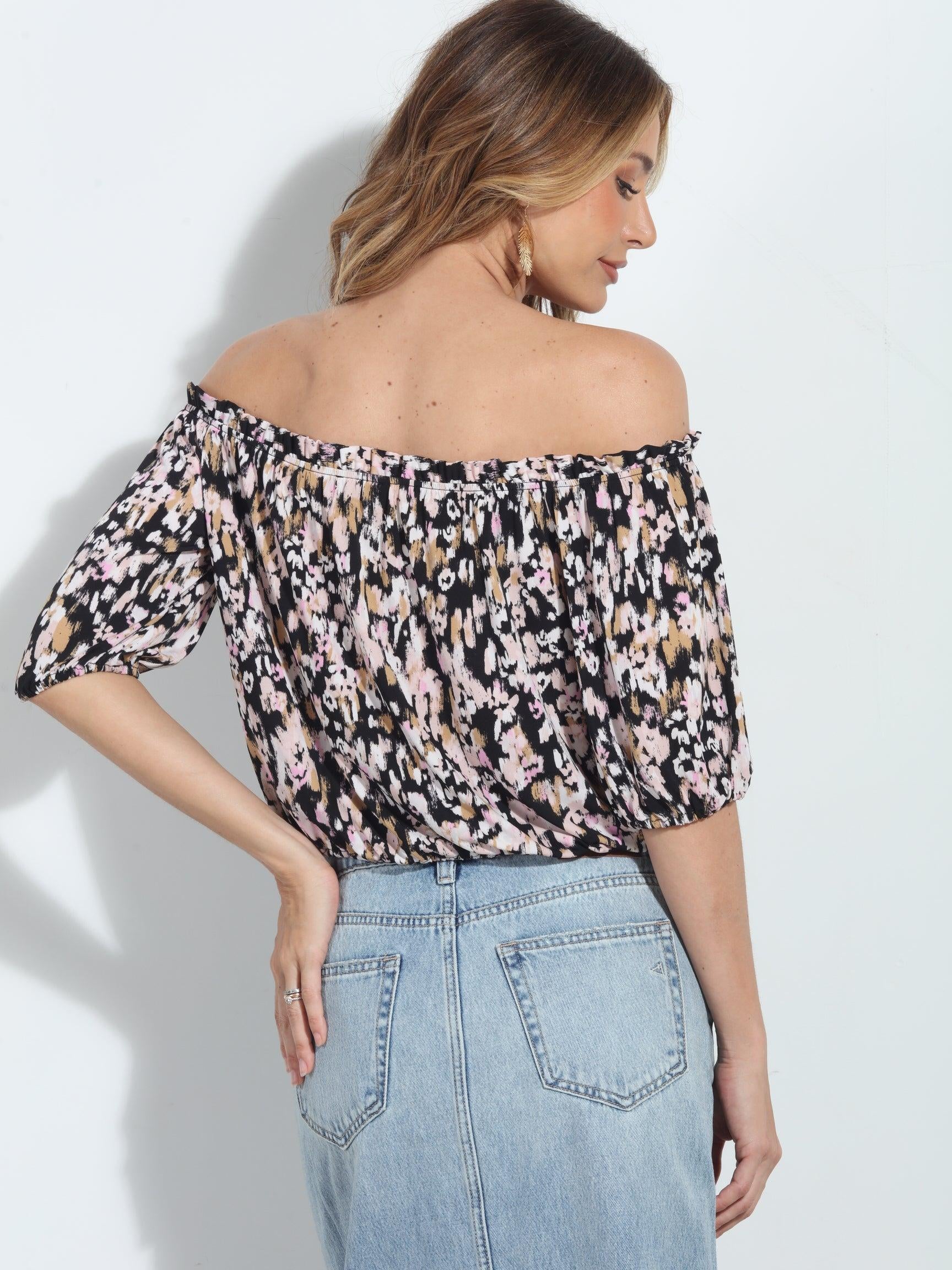 Bianca Off the Shoulder Mom Cropped Top-FINAL SALE