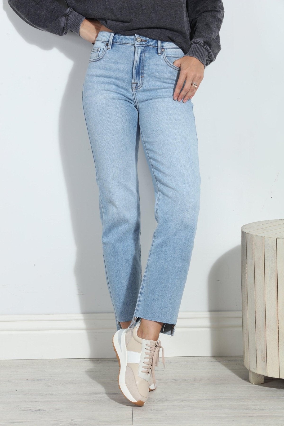 Tracey High Rise Stretch Straight Jean- Light Wash-FINAL SALE