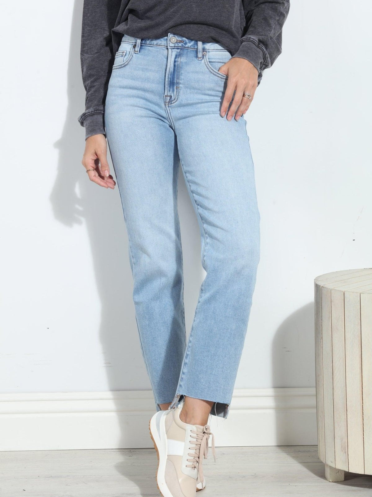 Tracey High Rise Stretch Straight Jean- Light Wash-FINAL SALE