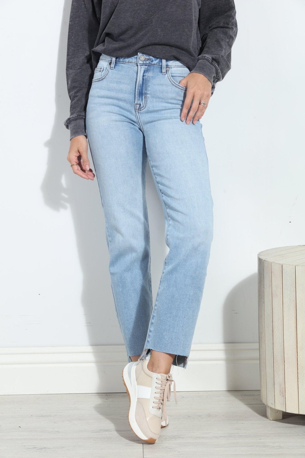 Tracey High Rise Stretch Straight Jean- Light Wash-FINAL SALE