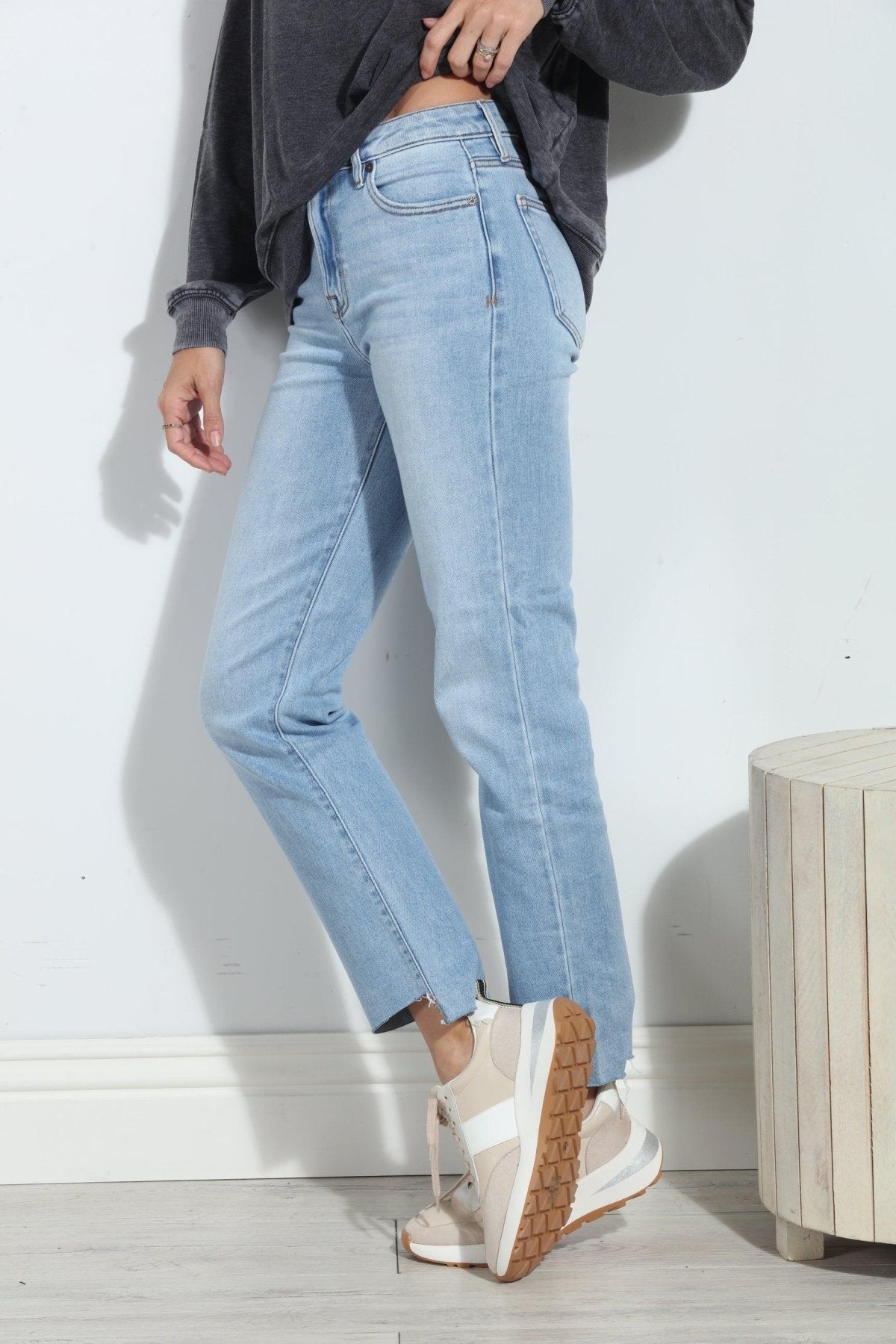 Tracey High Rise Stretch Straight Jean- Light Wash-FINAL SALE