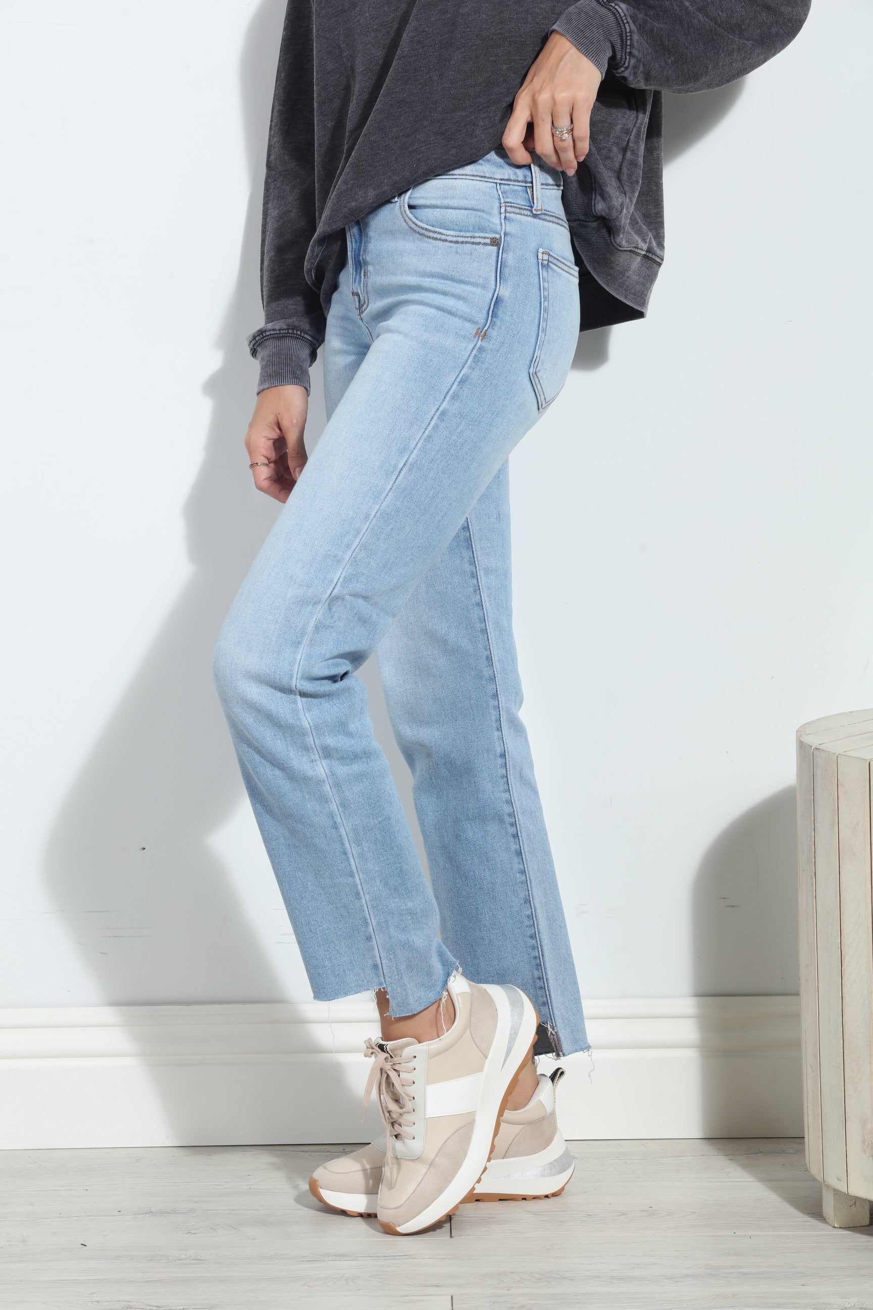 Tracey High Rise Stretch Straight Jean- Light Wash