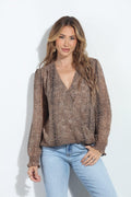 Carmelo Chiffon Surplice Smocked Blouse-FINAL SALE