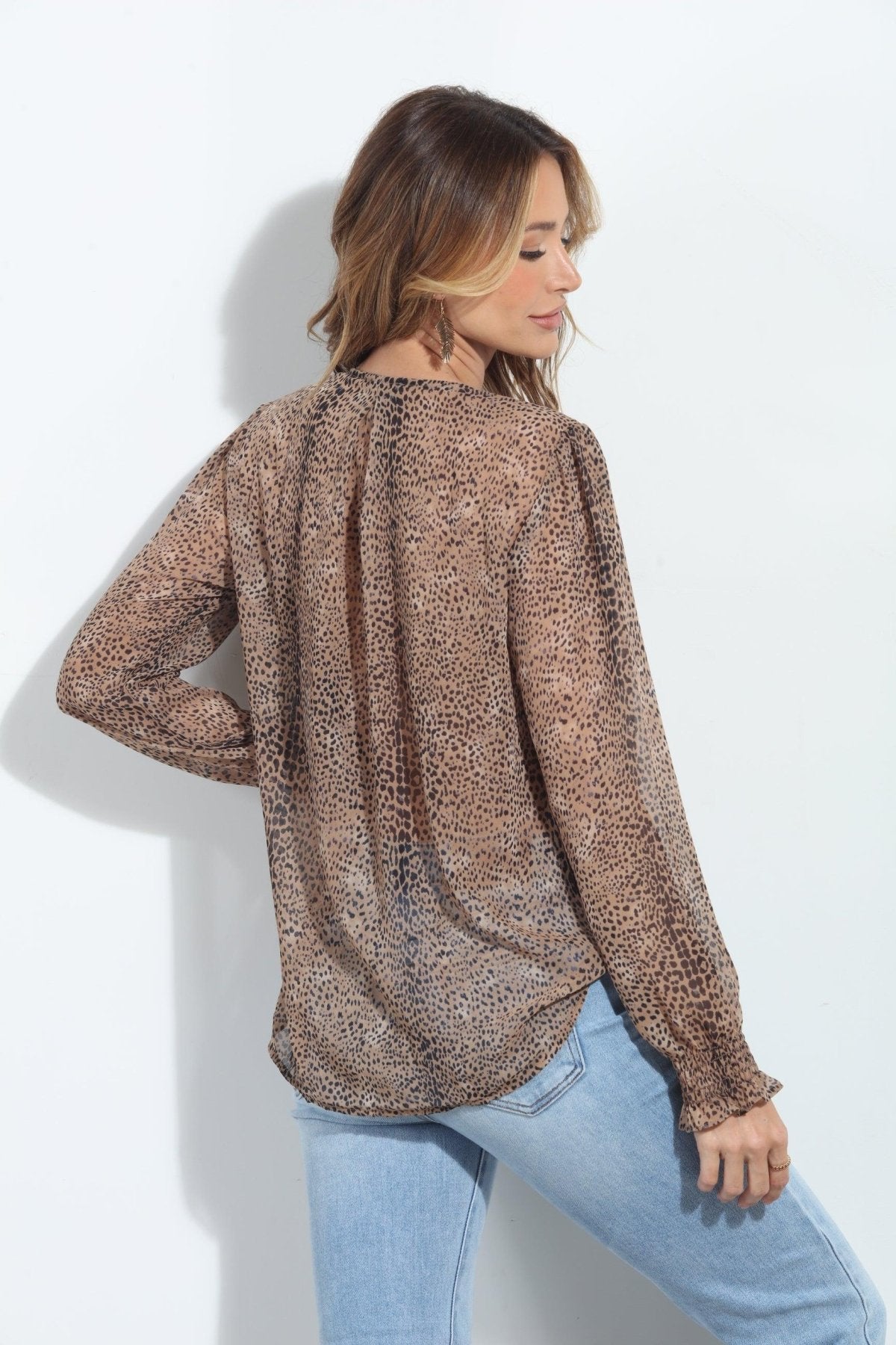 Carmelo Chiffon Surplice Smocked Blouse-FINAL SALE