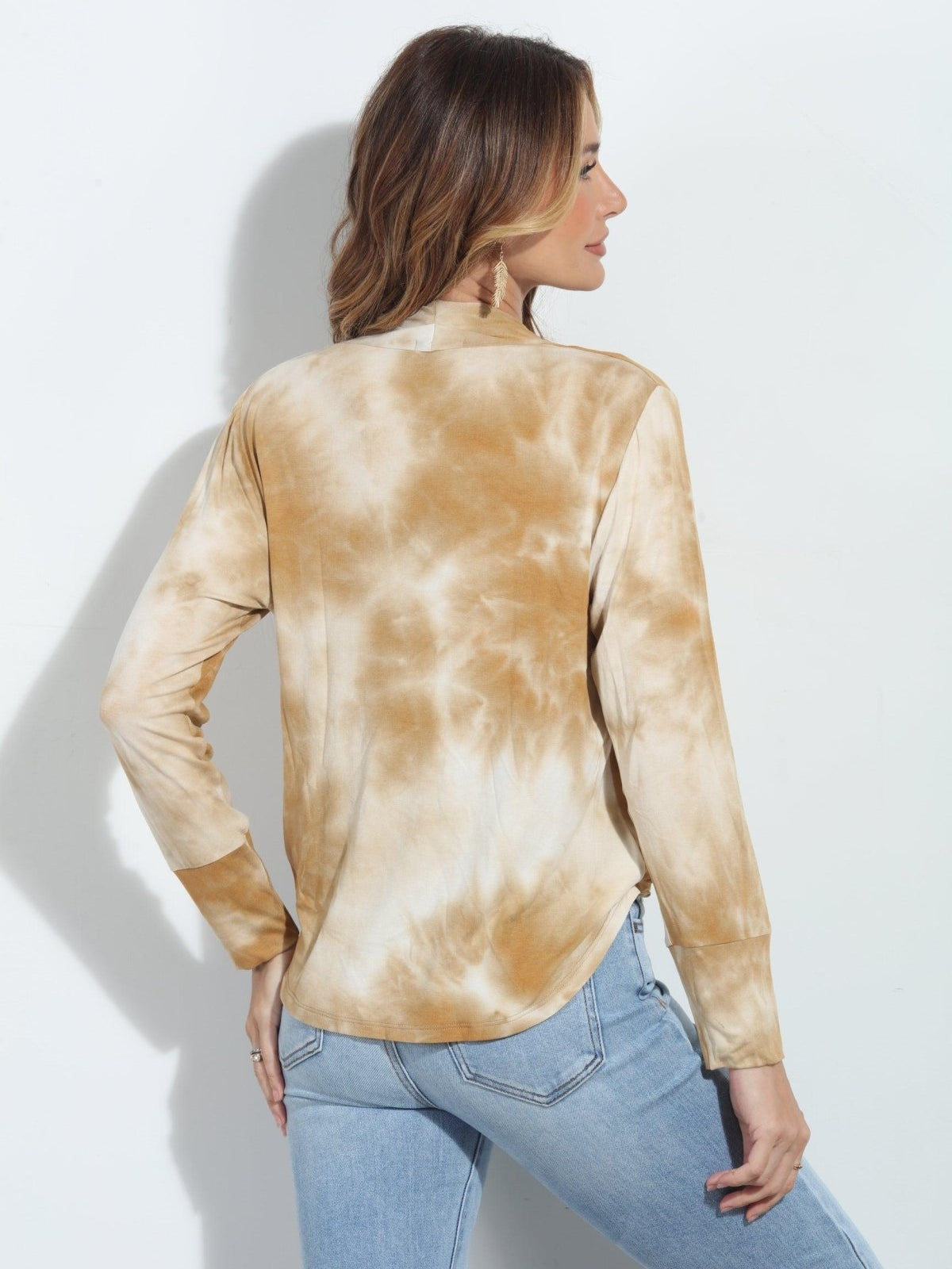 Caramel TD  Cupro Draped Surplice Top - FINAL SALE
