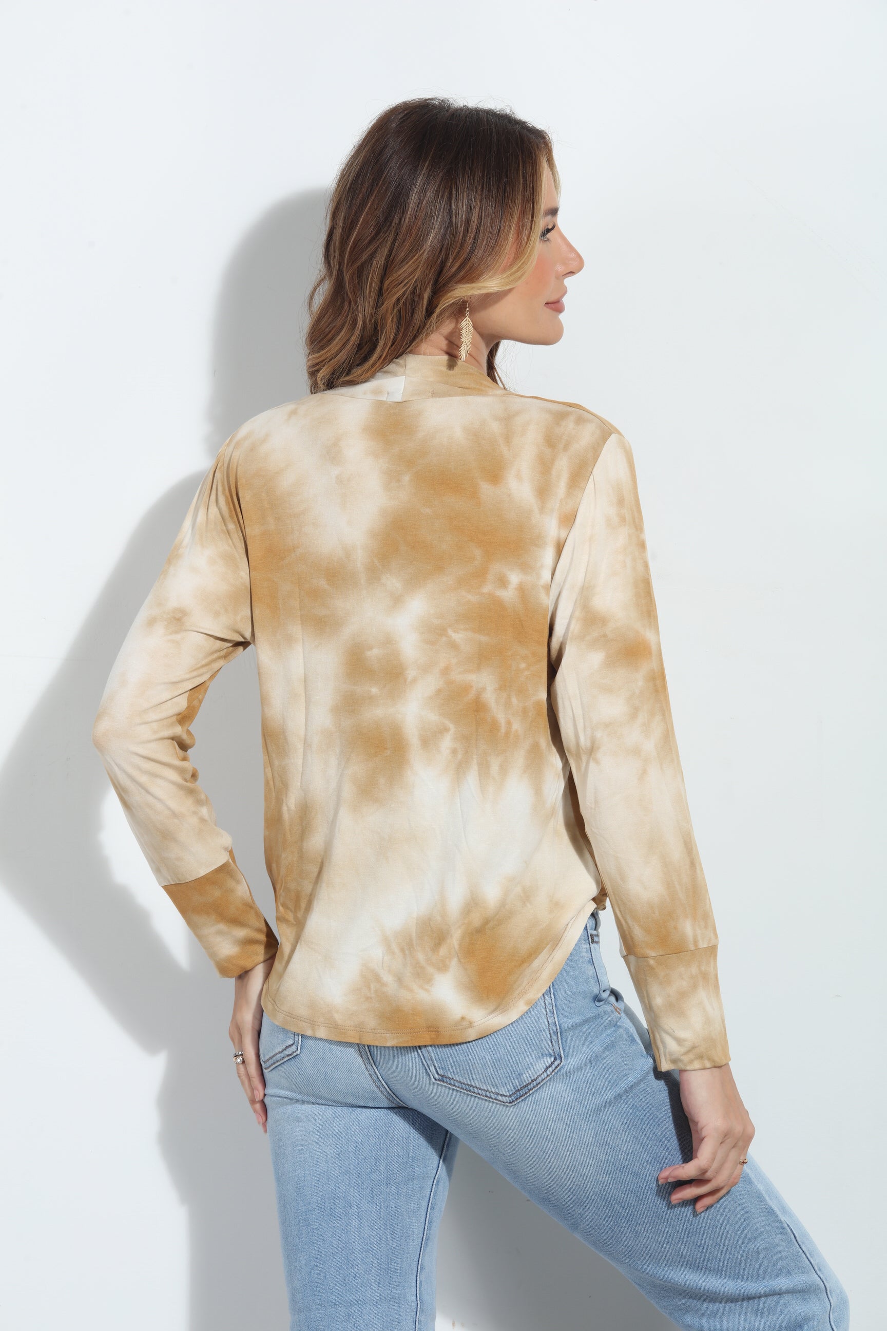 Caramel TD  Cupro Draped Surplice Top - FINAL SALE