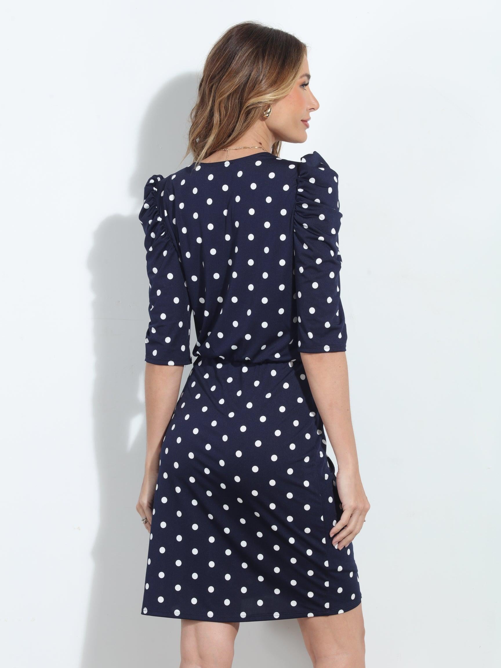 Eleanor Stretch Shirred Puff Sleeve Wrap Dress-BEST SELLER