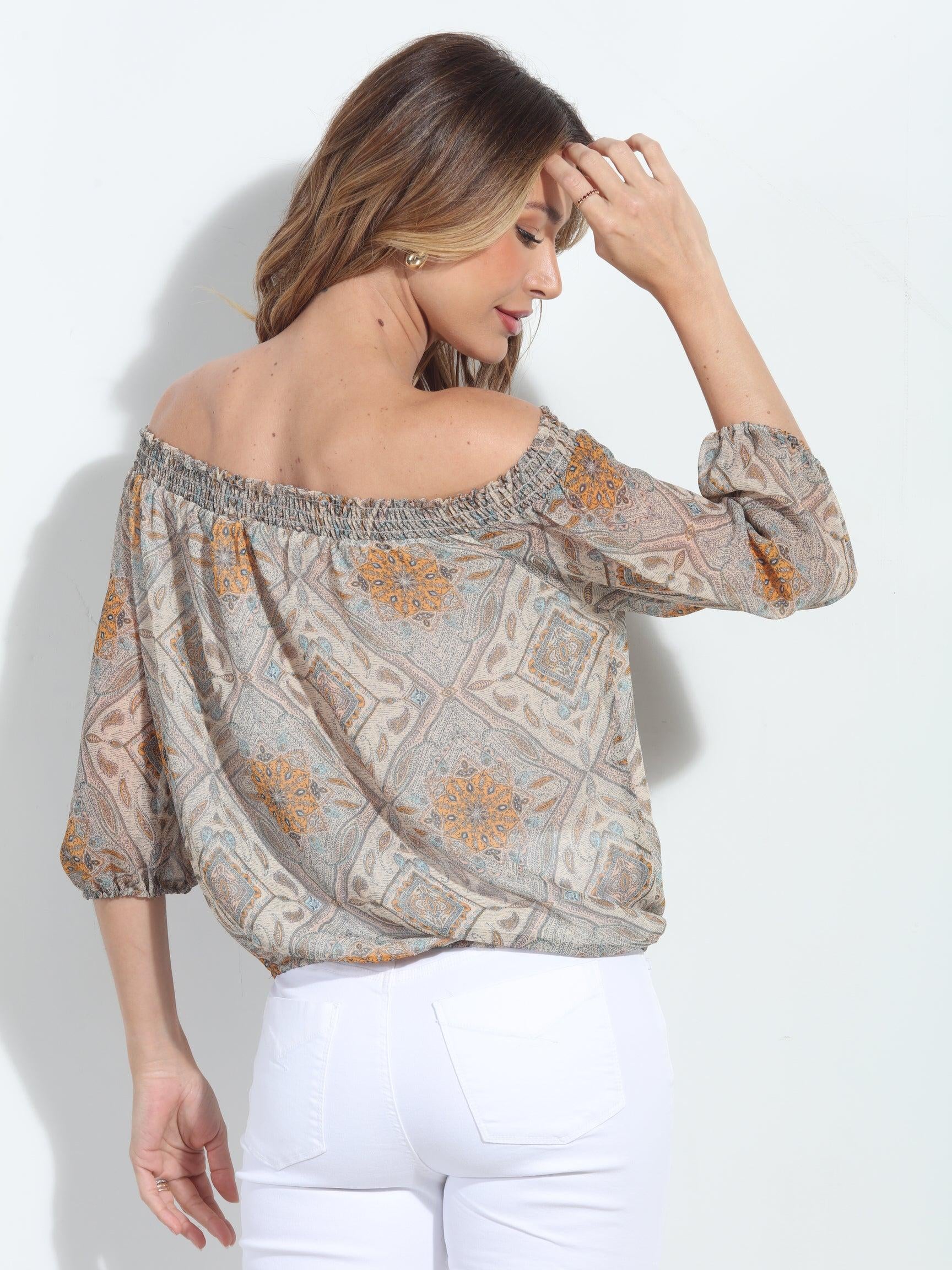 Bellah Smocked Chiffon Blouse-FINAL SALE