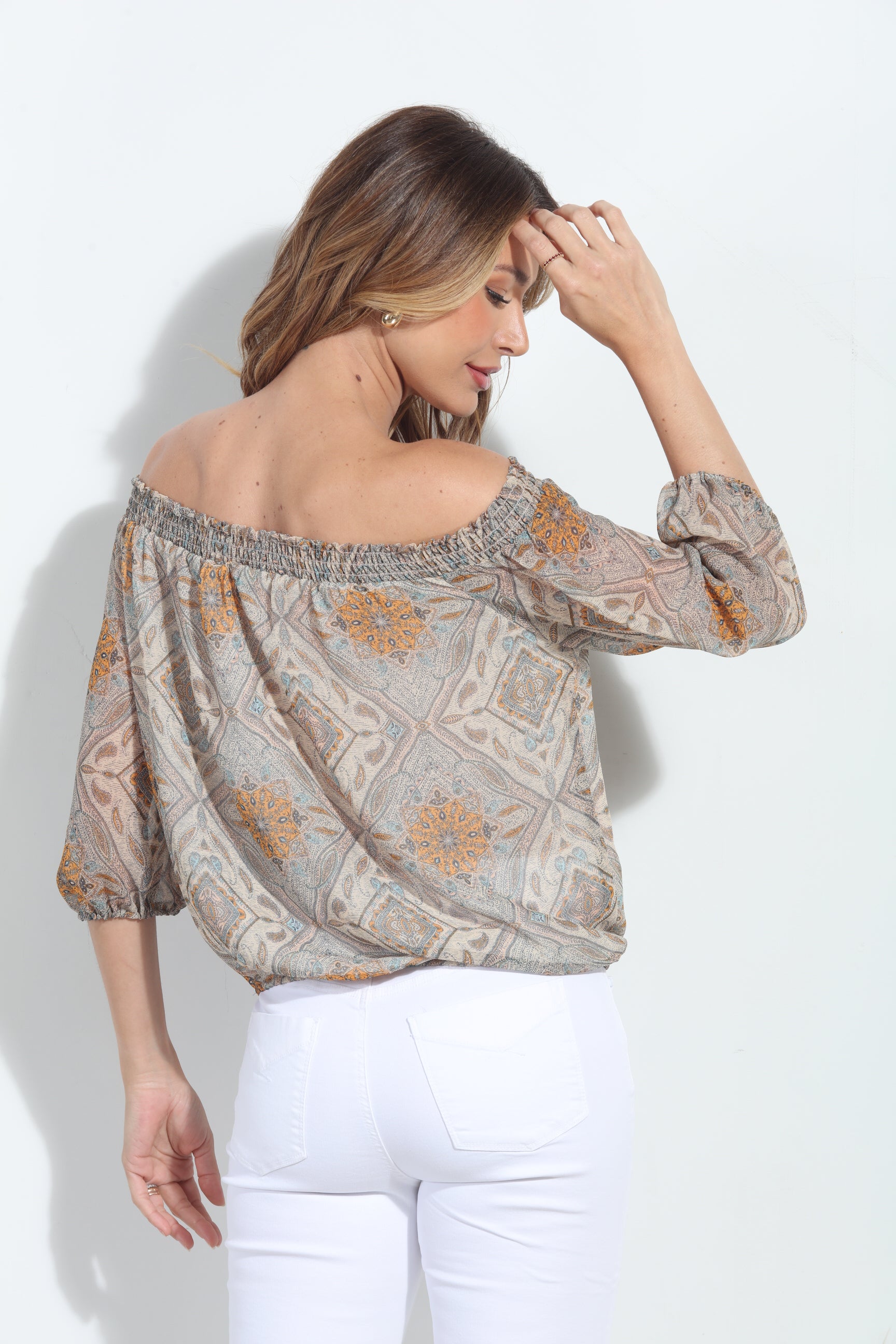 Bellah Smocked Chiffon Blouse