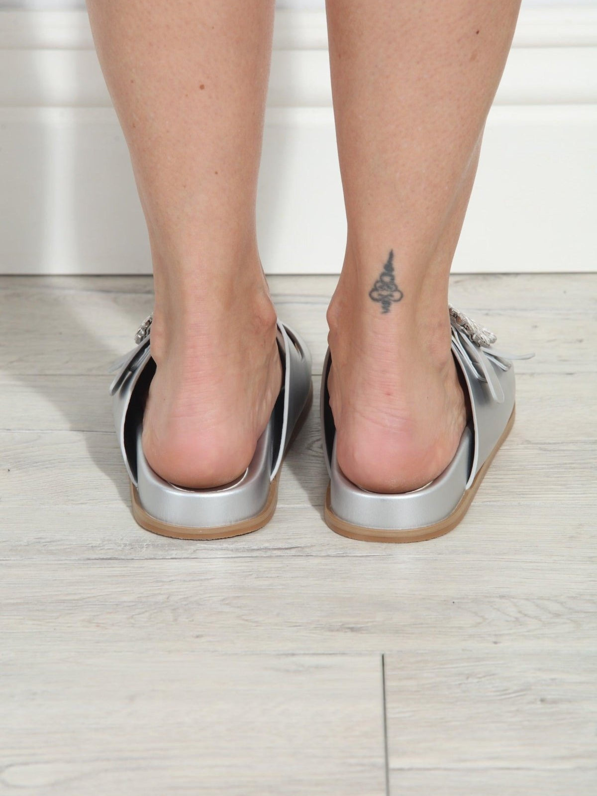 Bridget Silver Slip-On Sandals