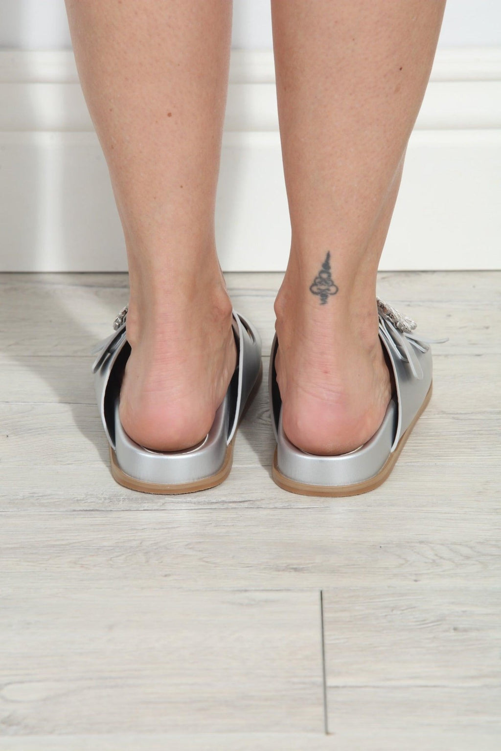 Bridget Silver Slip-On Sandals