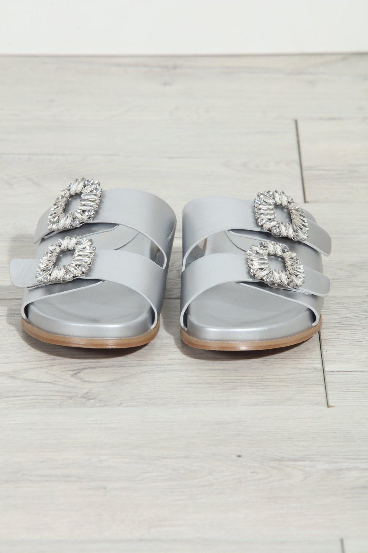 Bridget Silver Slip-On Sandals