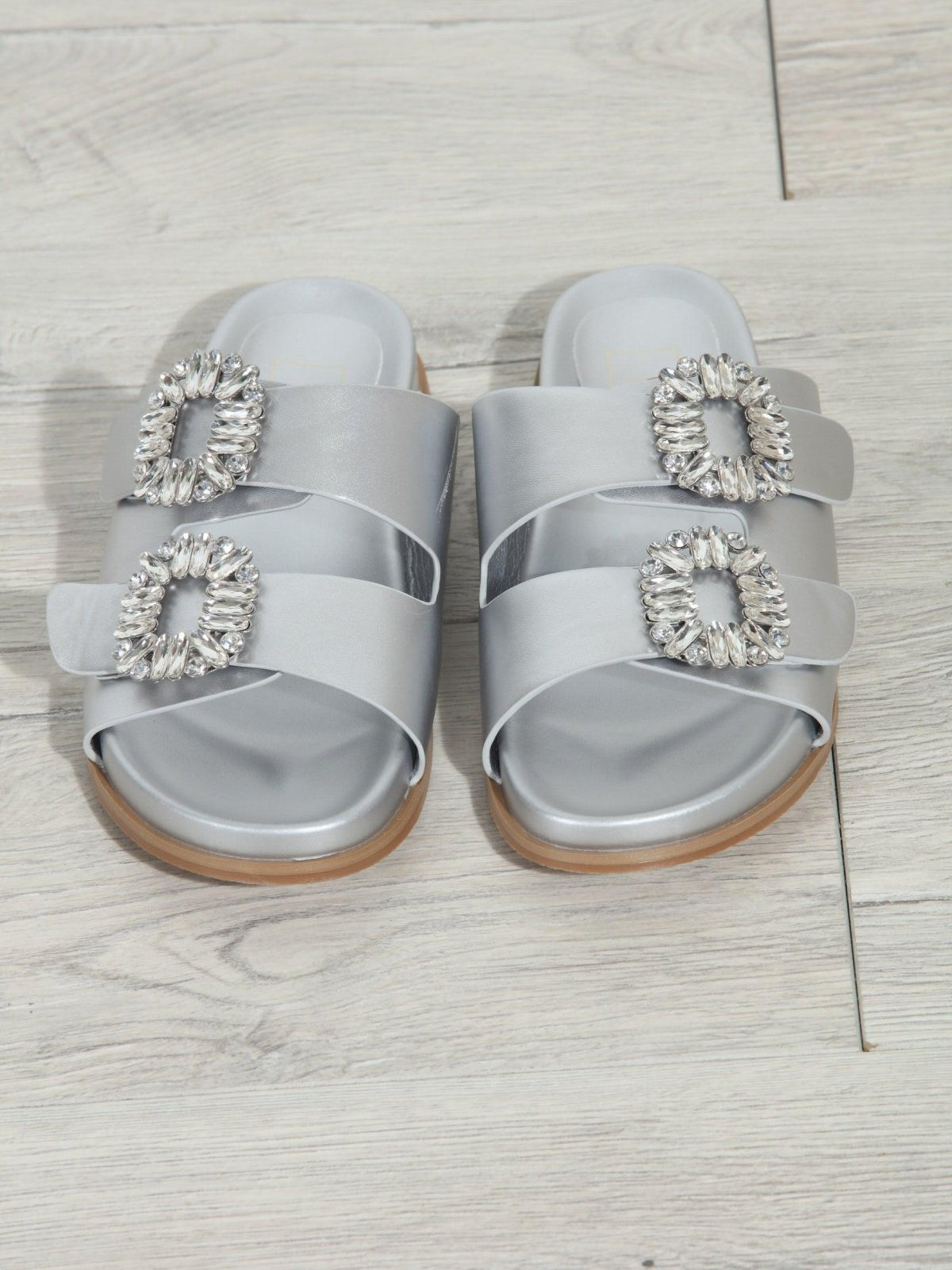 Bridget Silver Slip-On Sandals