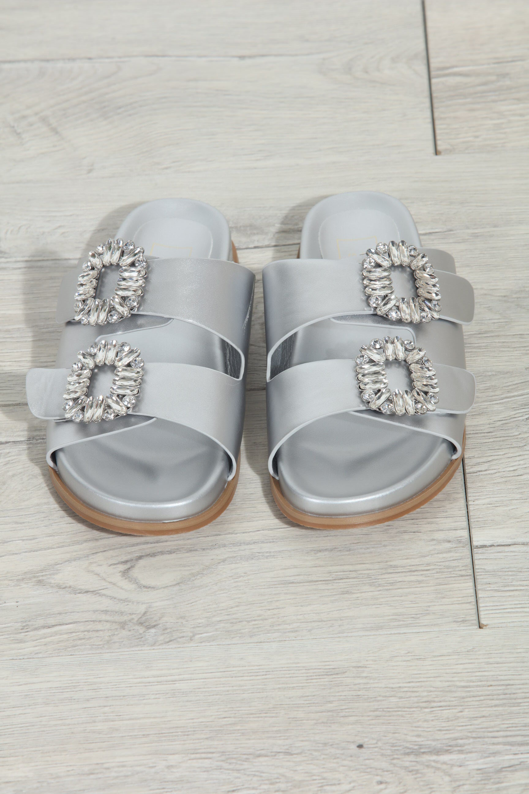 Bridget Silver Slip-On Sandals