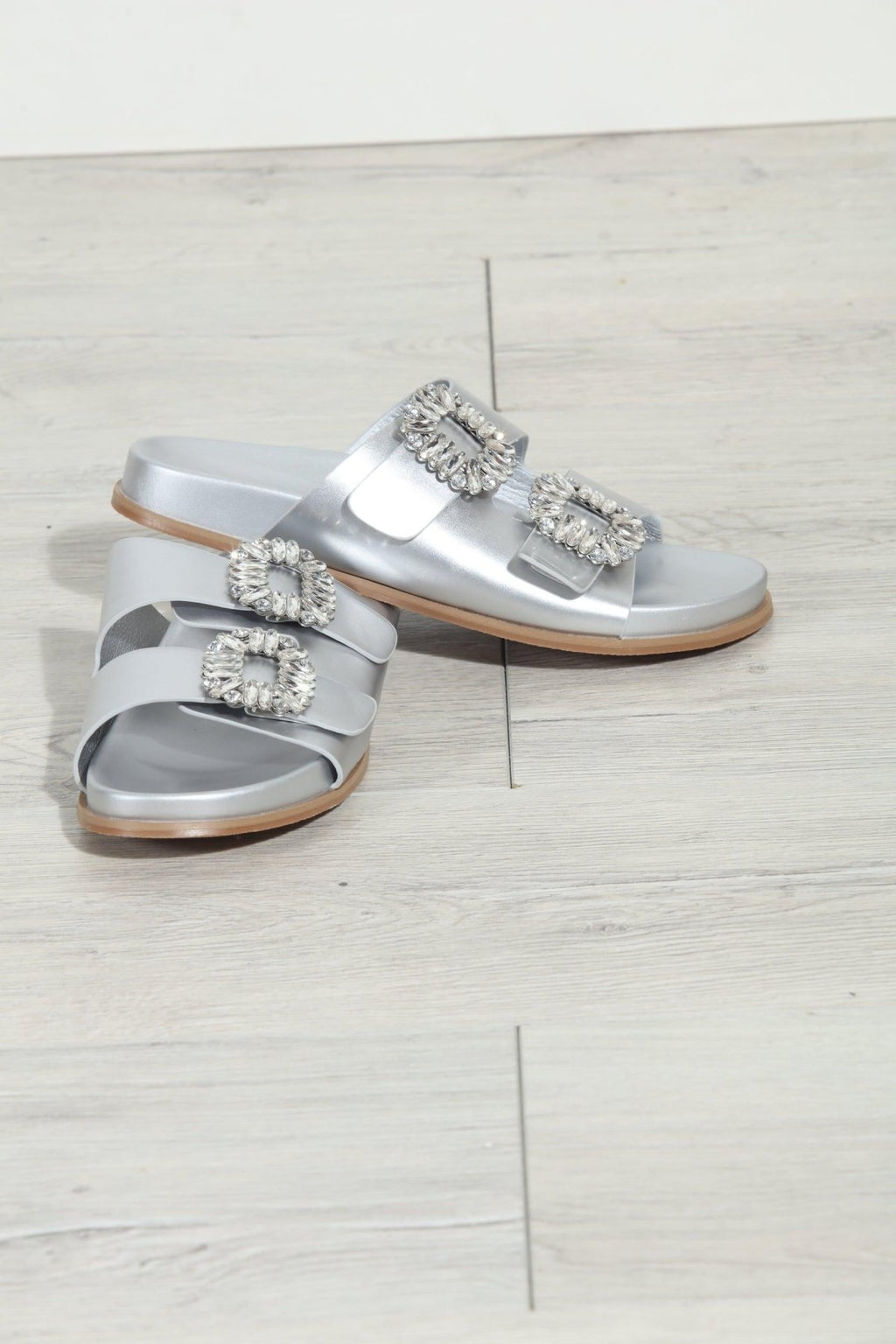 Bridget Silver Slip-On Sandals