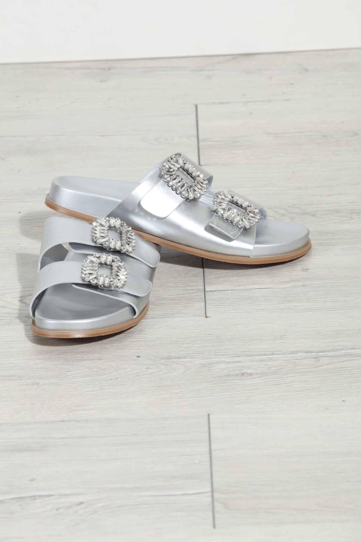 Bridget Silver Slip-On Sandals