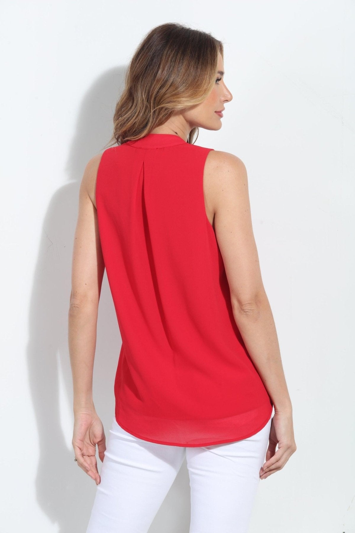 Cherry Red Chiffon Surplice Top with Tie-BEST SELLER