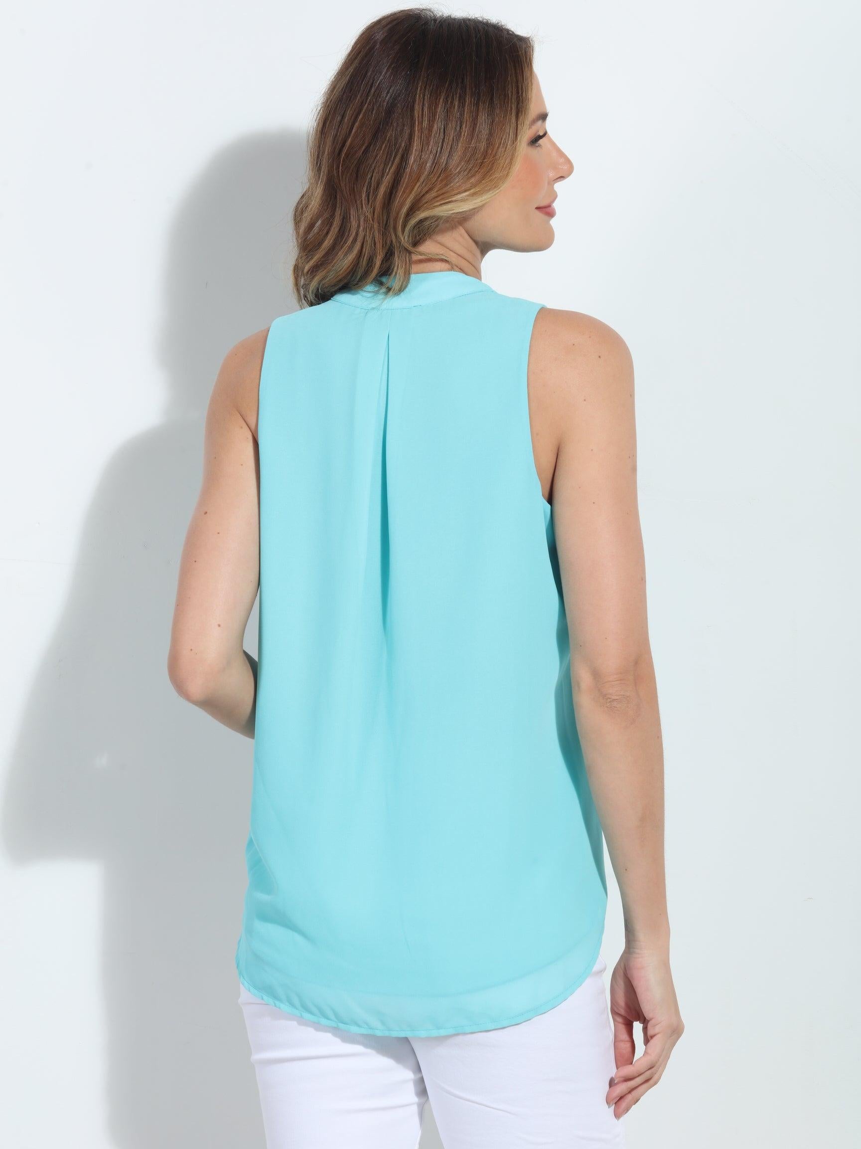 Aqua Sky Surplice Top with Tie-FINAL SALE