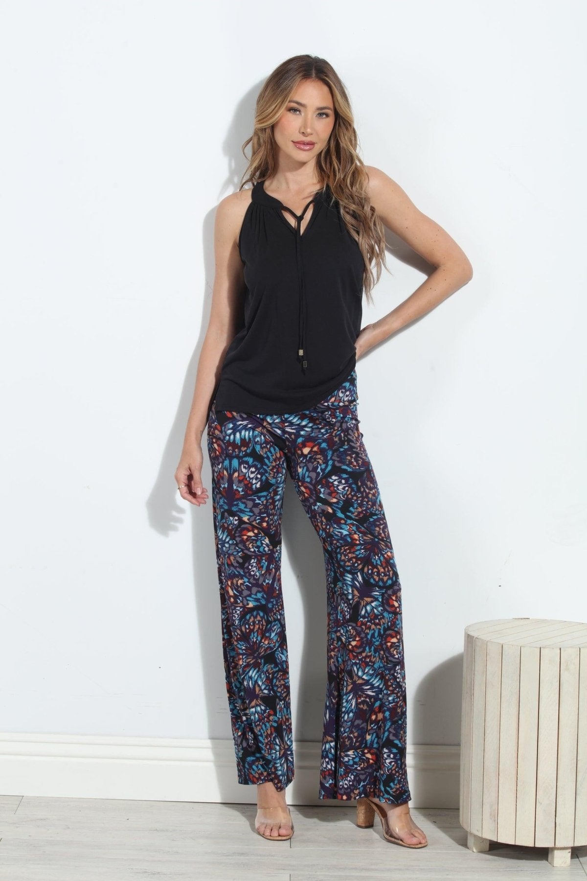 Black Cupro Split Neck Top-FINAL SALE