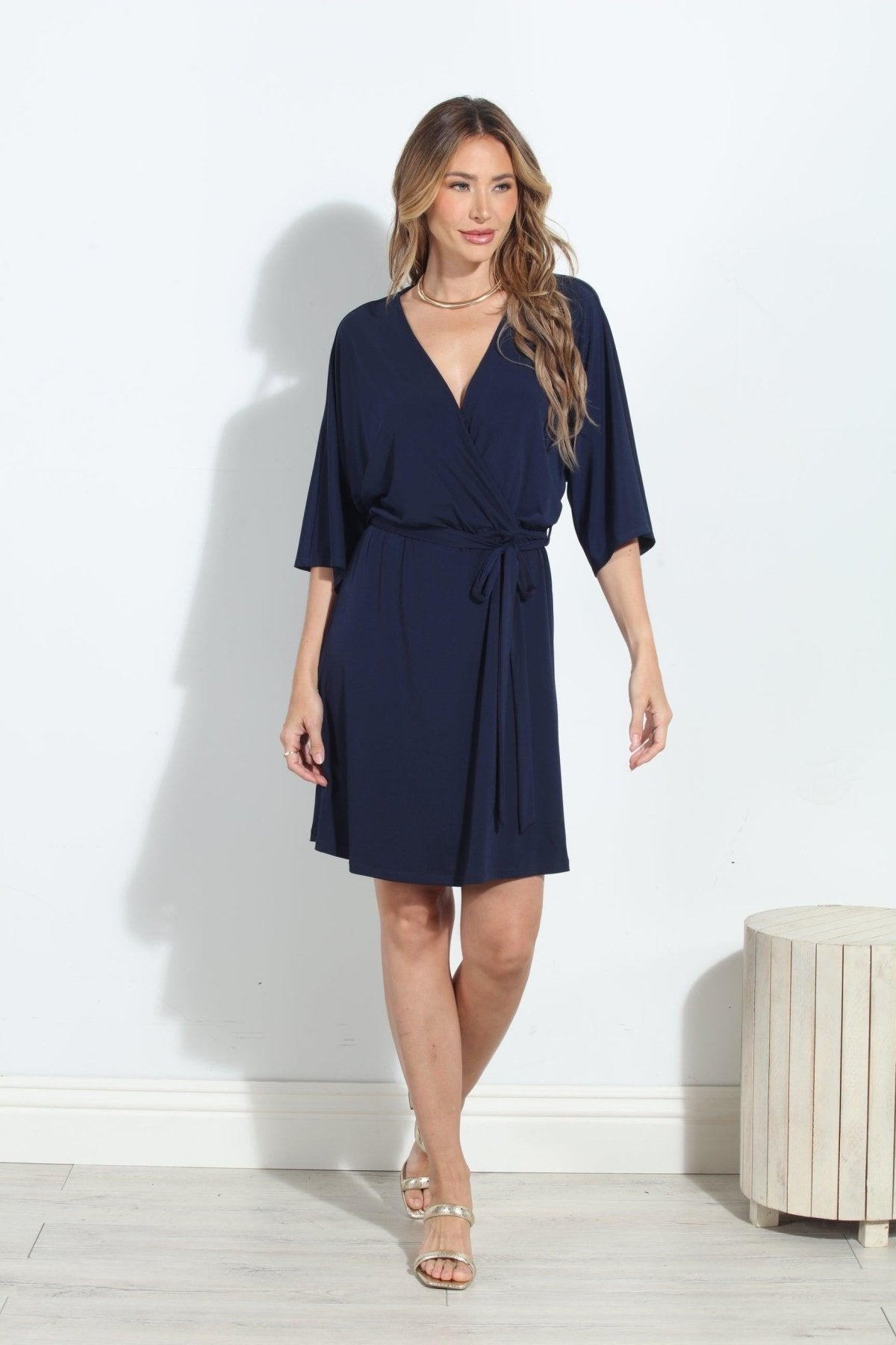Navy Stretch Kimono Sleeve Dress-BEST SELLER XL Navy Stretch Kimono Sleeve Dress-BEST SELLER XL