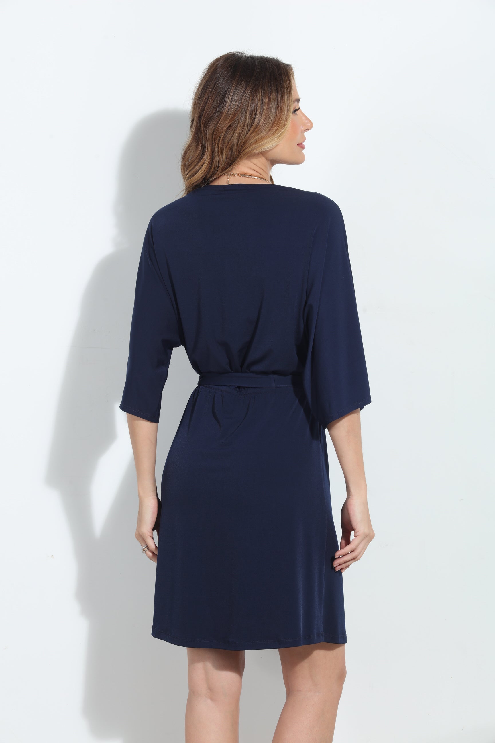 Navy Stretch Kimono Sleeve Dress-BEST SELLER